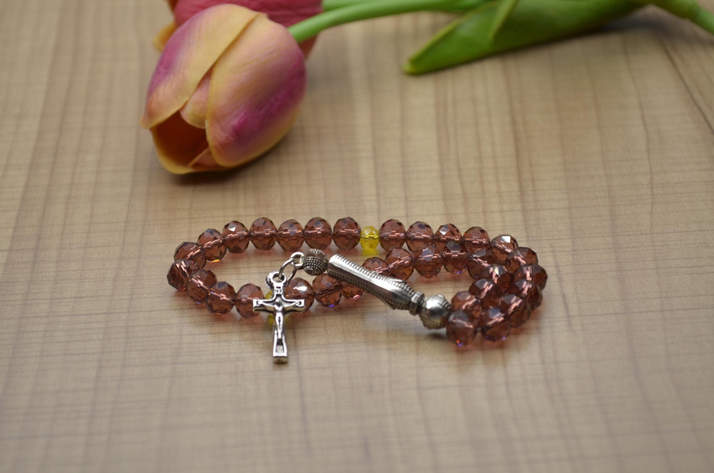 Indian Zultanite Style Tasbih, Faceted Color Changing Beads, 33 Beads Muslim Misbaha, Personalized Prayer Beads, Mens Gift,Custom Charm Bead