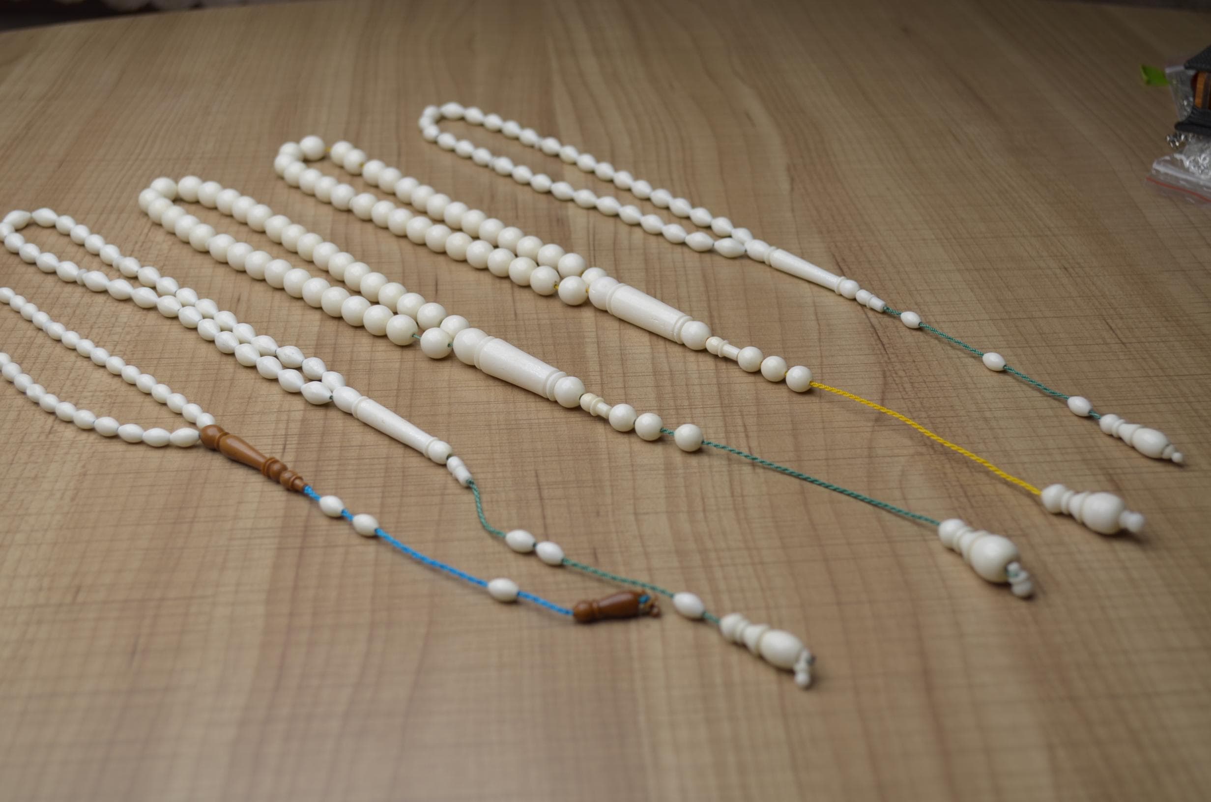 Spiritual Green Cord Tasbih, White Camel Bone Style, 33 Beads, Matching Imam, Traditional Muslim Misbaha, White Rosary, Islamic Faith Gift, - image 5
