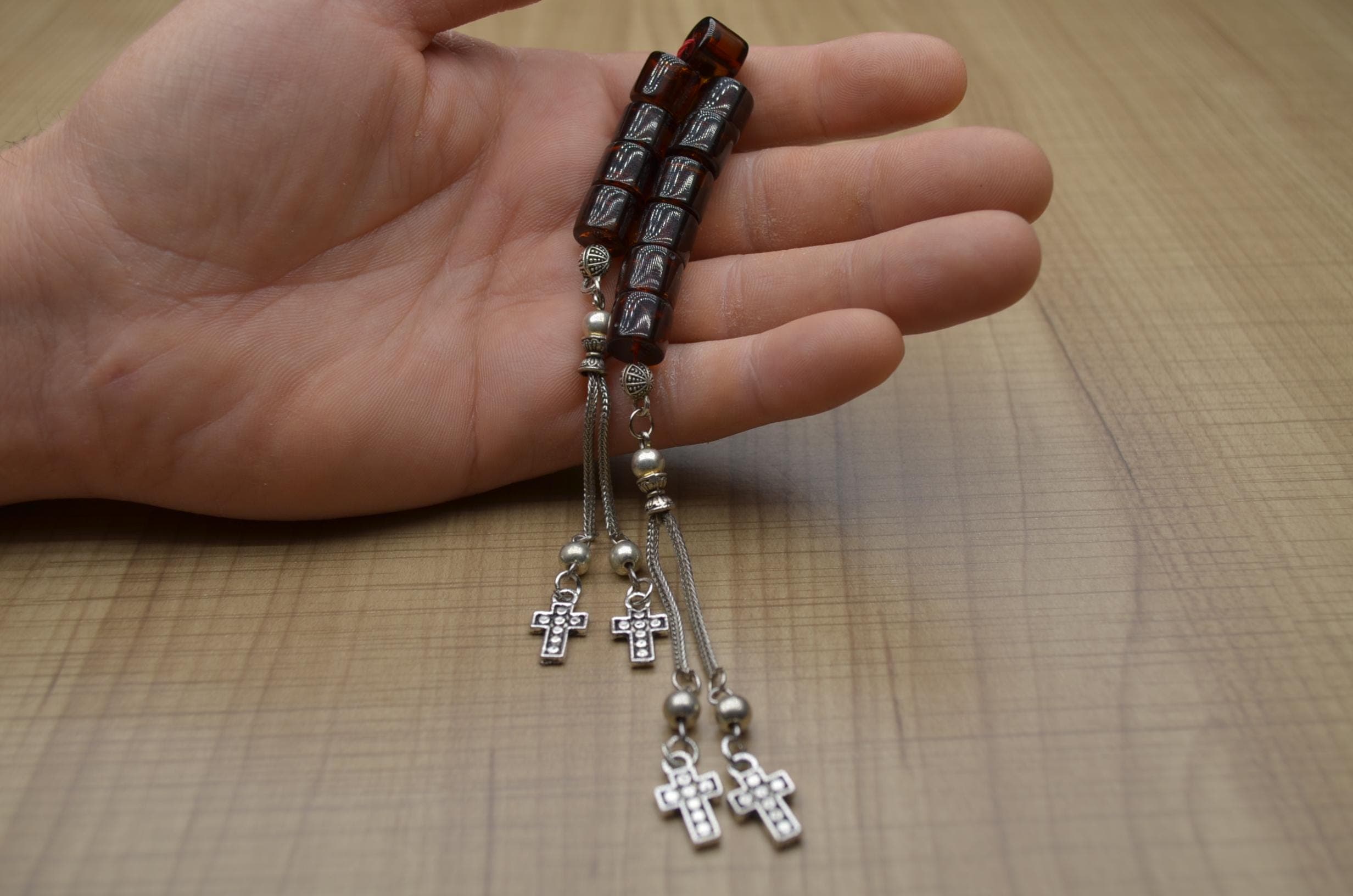 Cylindrical Pressed Amber Prayer Beads, Muslim Tasbeh, Rosary, Tesbih, Dua Tespih, Amber, Christian Prayer Beads, Pocket Rosary, Men's Gift, - image 4