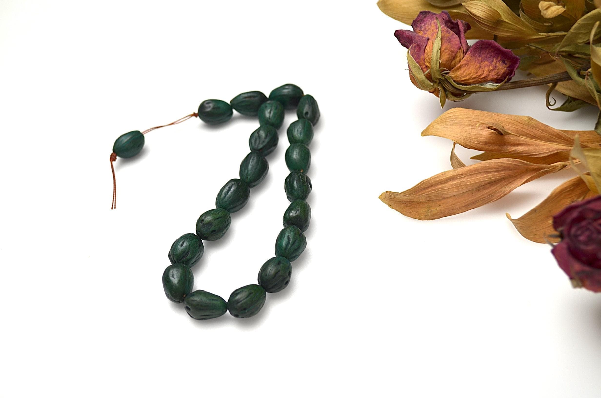Natural Green Juniper Seed Worry Beads, Short Pocket Tasbih, Efe Beads, Personalized Seed Rosary, Custom Charm, Rustic Seed Beads, Mens Gift - image 4