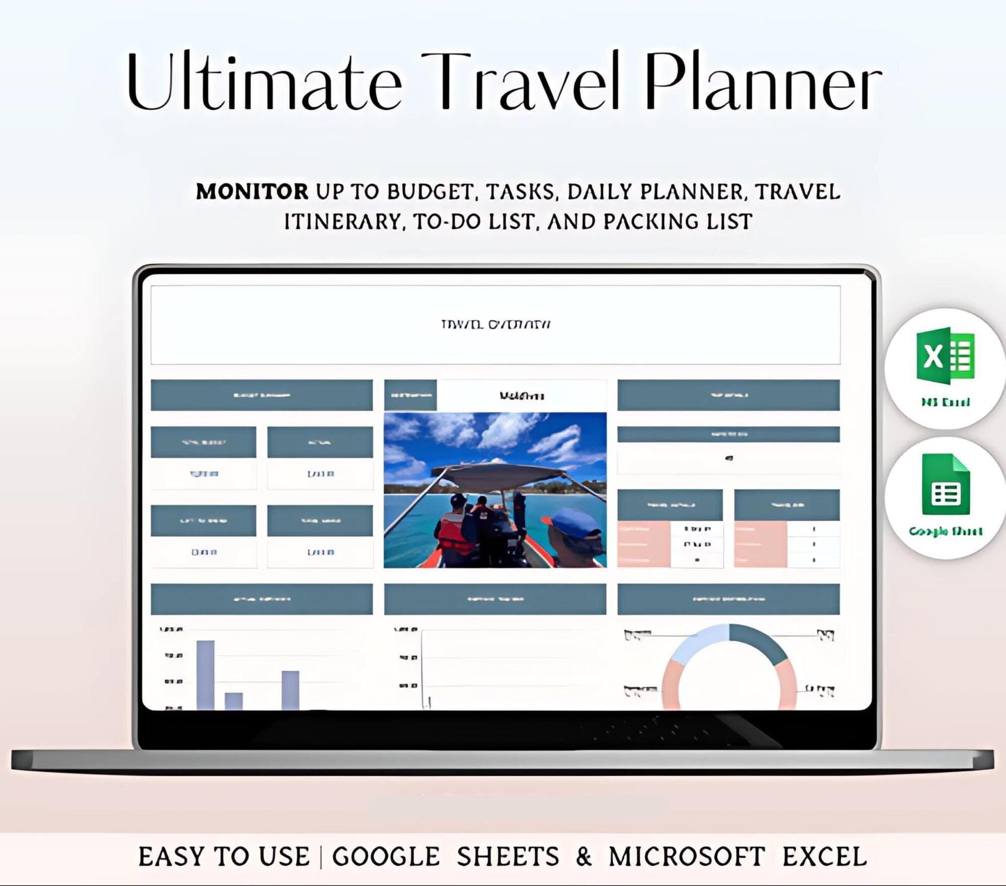 Ultimate Travel Planner | Excel & Google Sheets | Travel Budget, Itinerary, Vacation Organizer