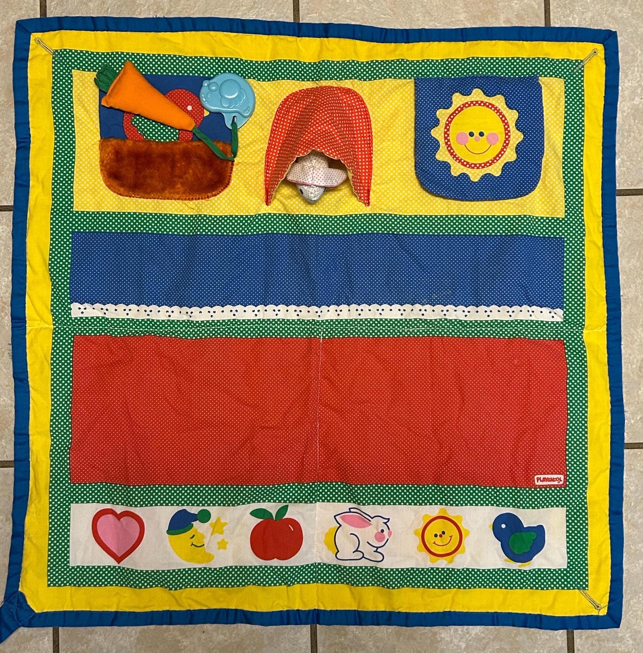 Vintage Baby Fold & Go Activity Quilt 30" x 30" - Colorful Fabric