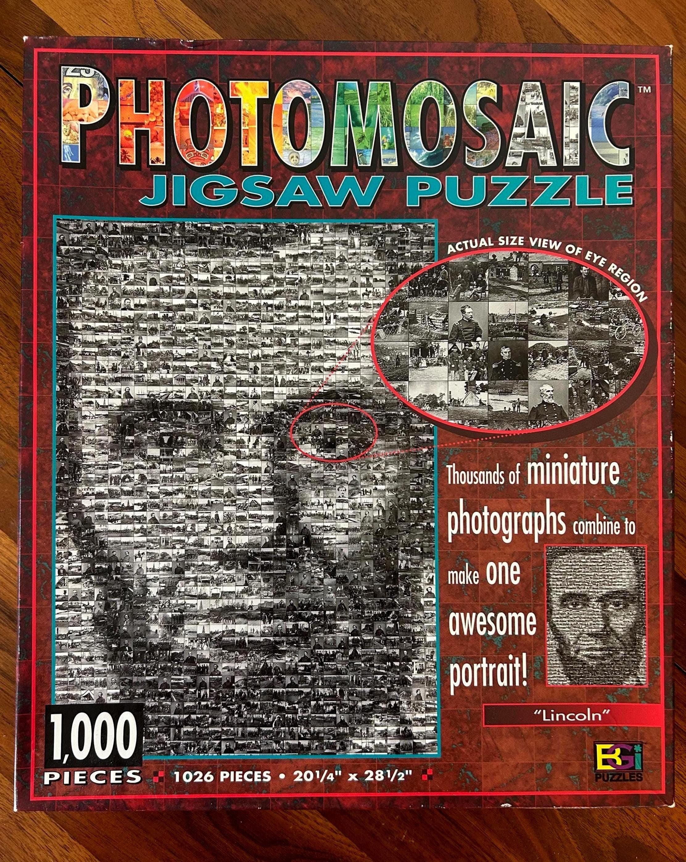Jigsaw Puzzle - BGI Photomosaic Lincoln - Used, Complete - 1026 Pieces