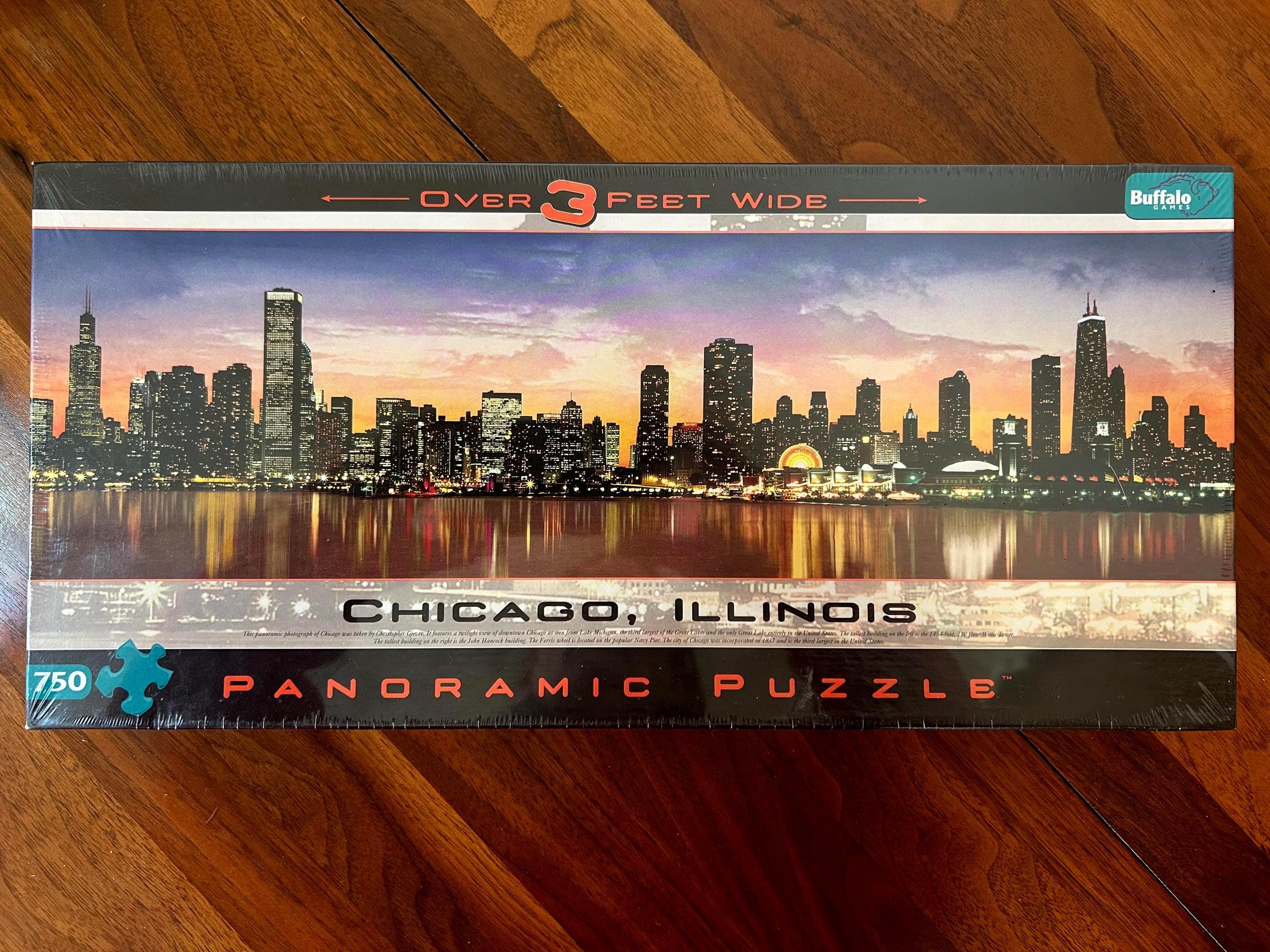 Jigsaw Puzzle - Buffalo Games Chicago Illinois Panoramic Puzzle 3 ft - 750 Pieces New Sealed