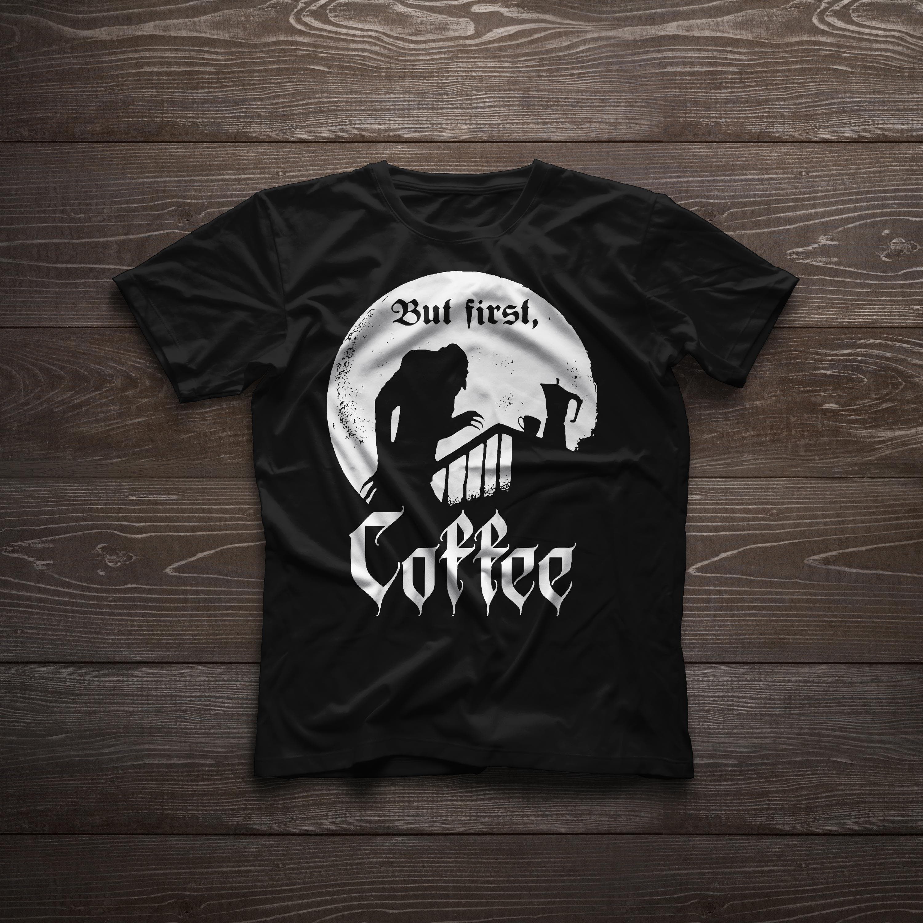 But First Coffee Funny Horror Zombie Gothic Style Halloween Unisex t-shirt