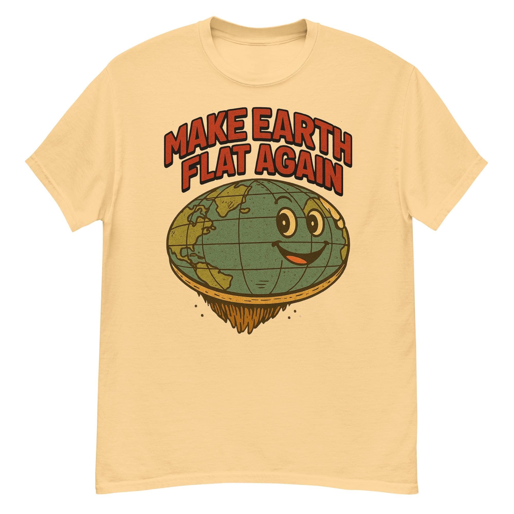 Make Earth Flat Again Meme Joke Flat Earth Theory Controversial Vintage Tshirt