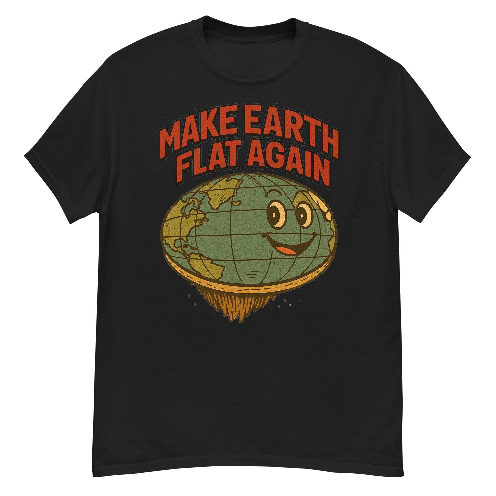 Make Earth Flat Again Meme Joke Flat Earth Theory Controversial Vintage Tshirt