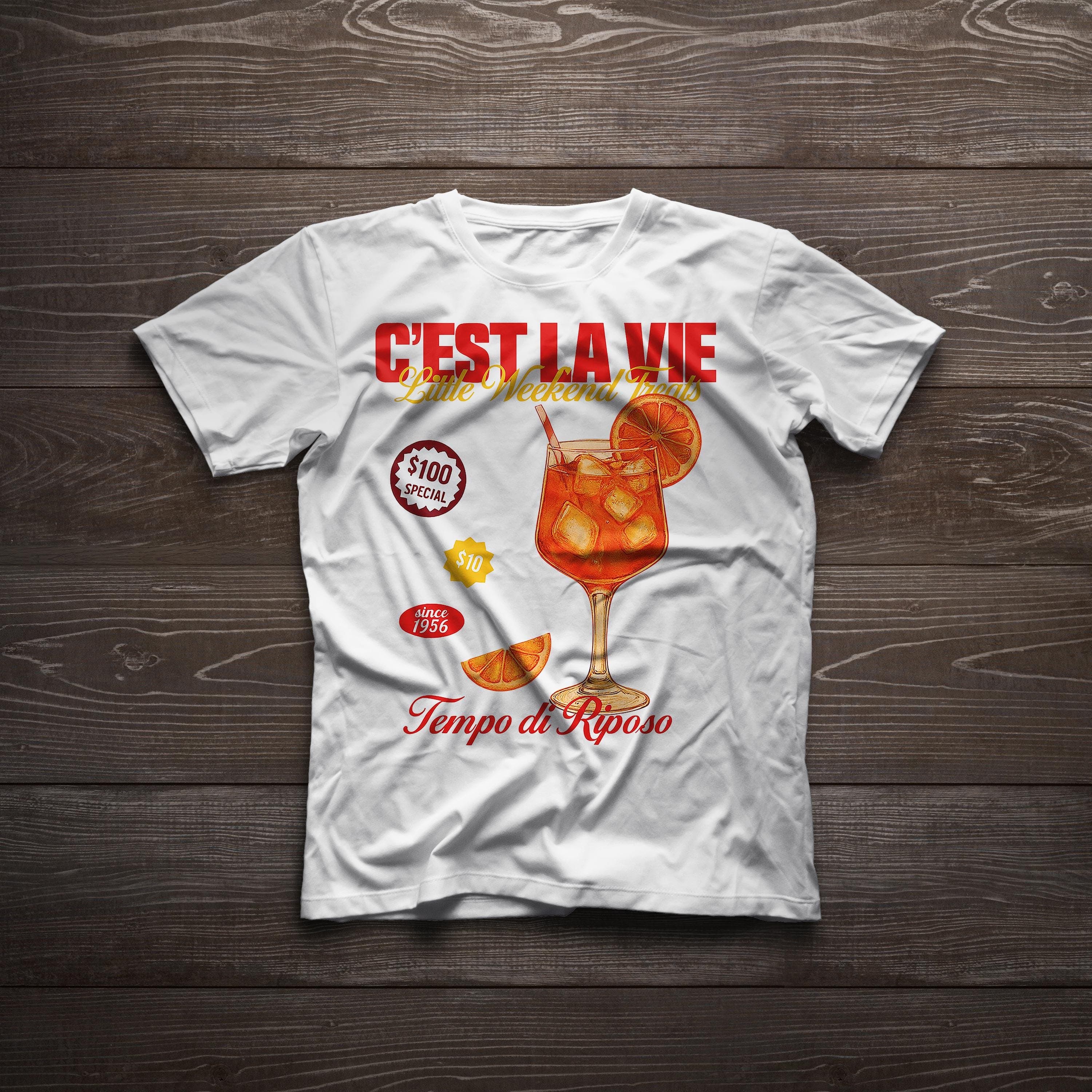 C'est La Vie French Saying Vacation Mode Relaxed Chill Cocktail Tshirt