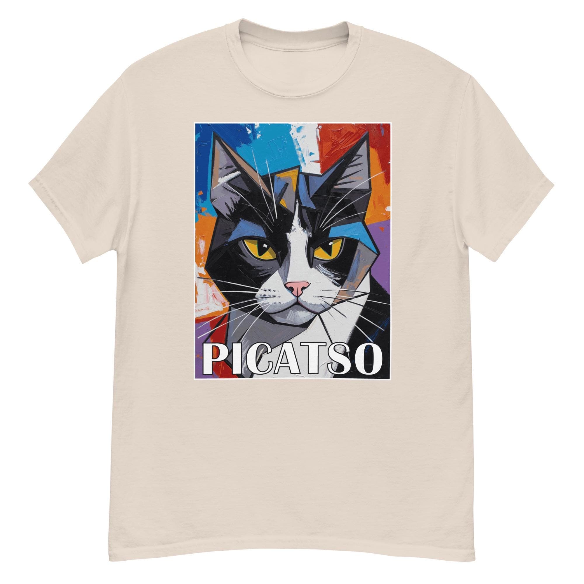 Picatso Colorful Cubist Cat Art Design Funny Abstract Picatso Cat Lover Tshirt