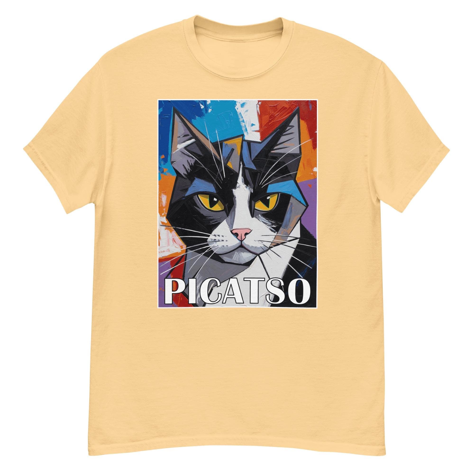 Picatso Colorful Cubist Cat Art Design Funny Abstract Picatso Cat Lover Tshirt