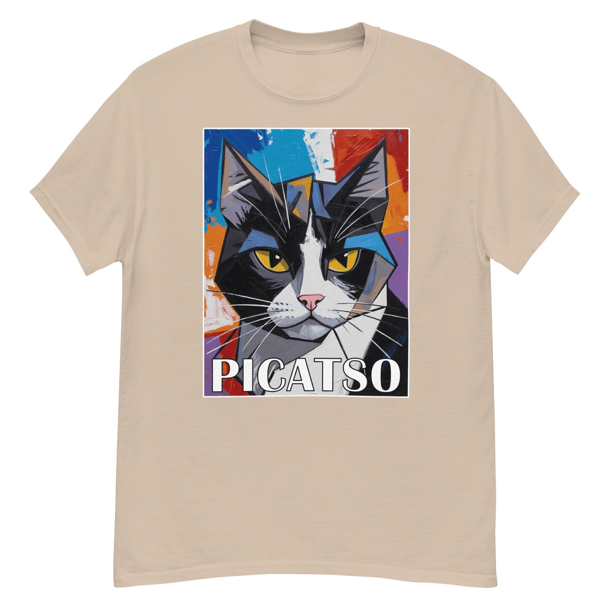 Picatso Colorful Cubist Cat Art Design Funny Abstract Picatso Cat Lover Tshirt