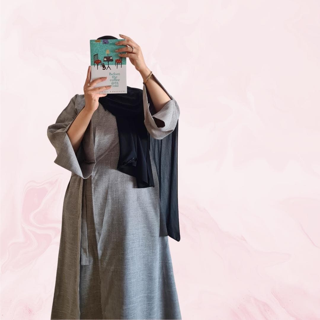 Elegante Wickel-Abaya aus grauem Leinen – Bescheidene Mode, stilvolle muslimische Kleidung, leicht & vielseitig | Eid Ramadan Geschenk Idee - image 5