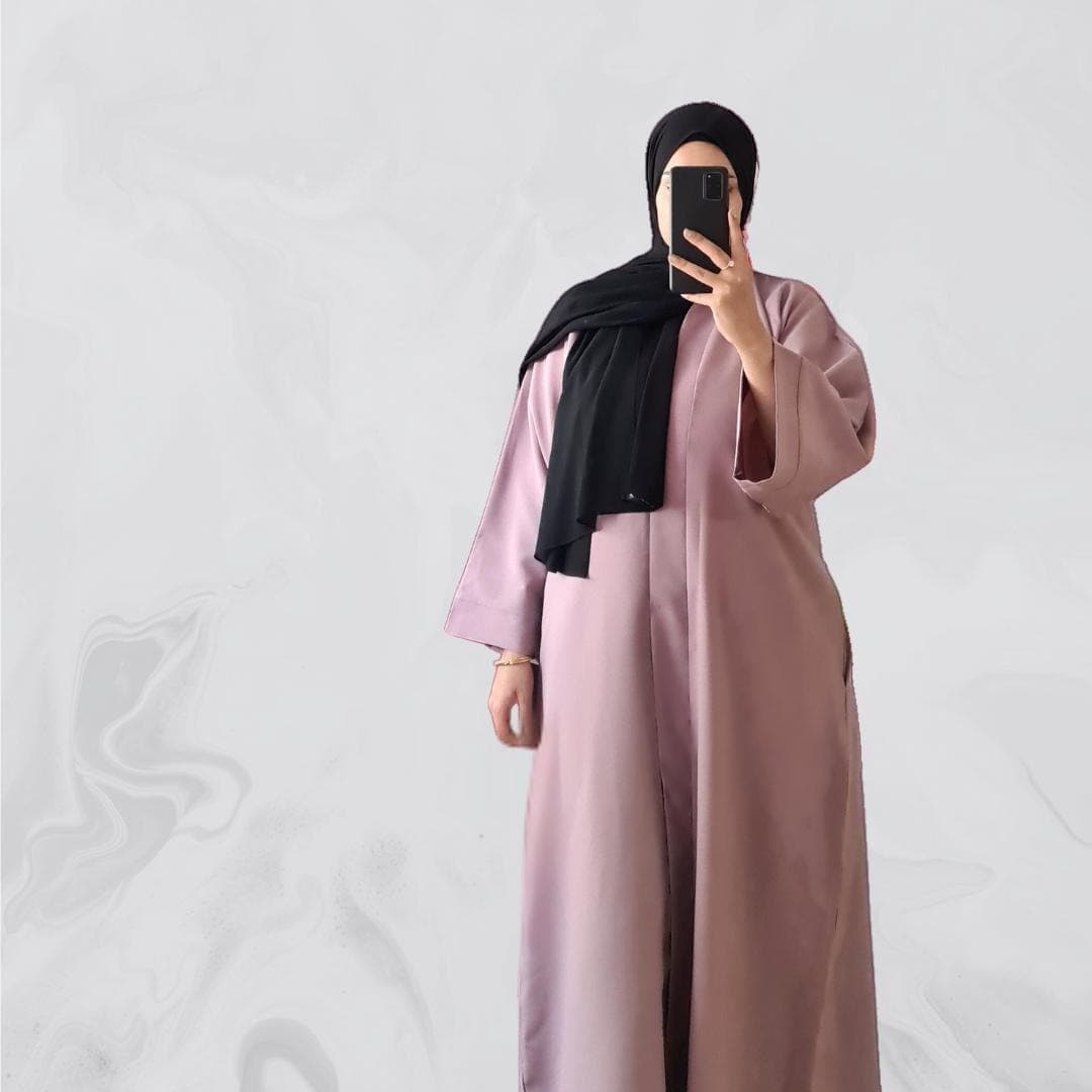 Stilvolle Abaya in Altrosa mit Knöpfen und Taschen | Modische muslimische Kleidung | Perfekt für Eid, Ramadan, islamische Mode | Geschenk