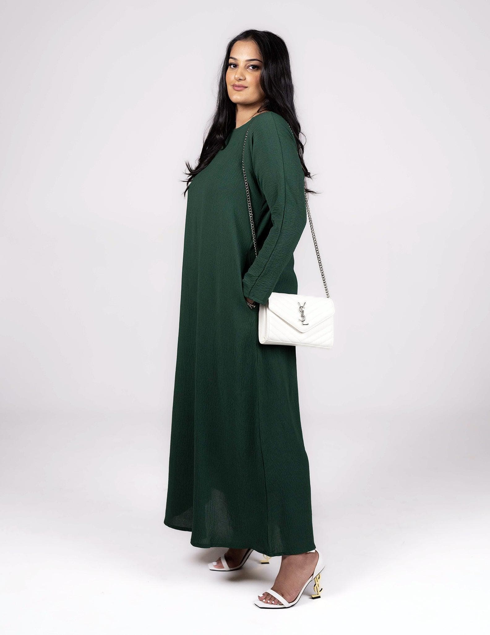 Full Sleeve Emerald Green Slip Dress - image 3