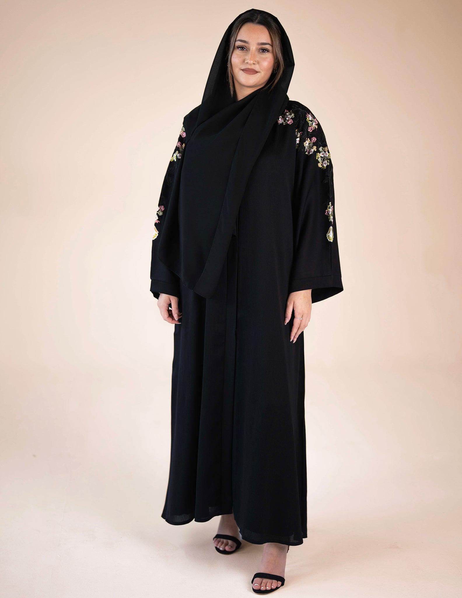 Airah Floral Black Abaya