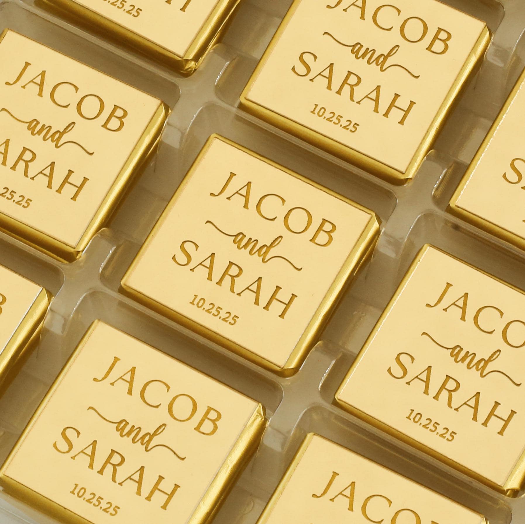 Mirror Gold Plexiglass Chocolate Favors, Thank You Favors For Guest, Anniversaries and Wedding Party Gift Treat Chocolate, Engagement