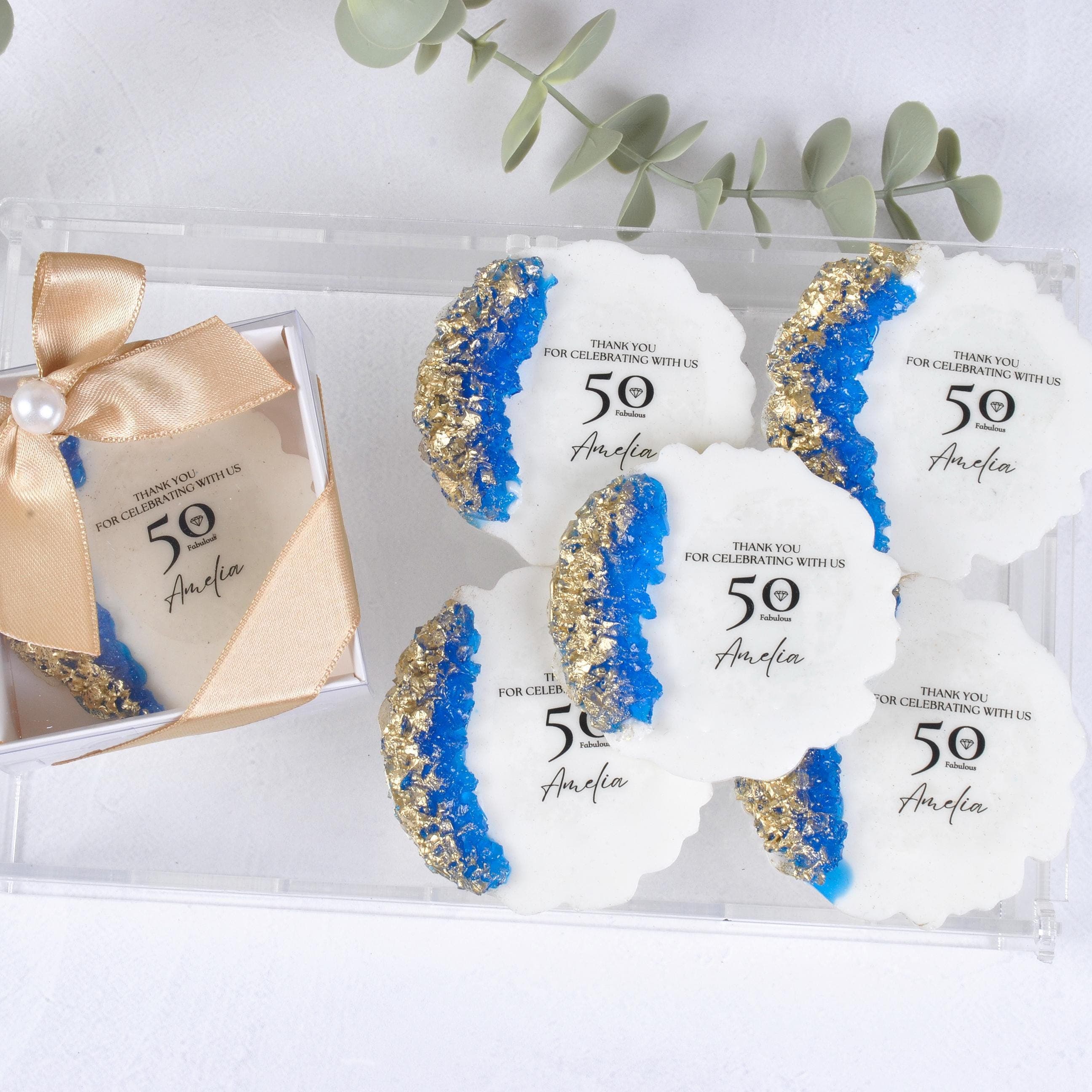 Elegant Birthday Magnet Favor – Custom Epoxy Gift for 40th, 50th, 60th, 70th, 80th, 90th, 100th Adult Birthday or Anniversary Celebration