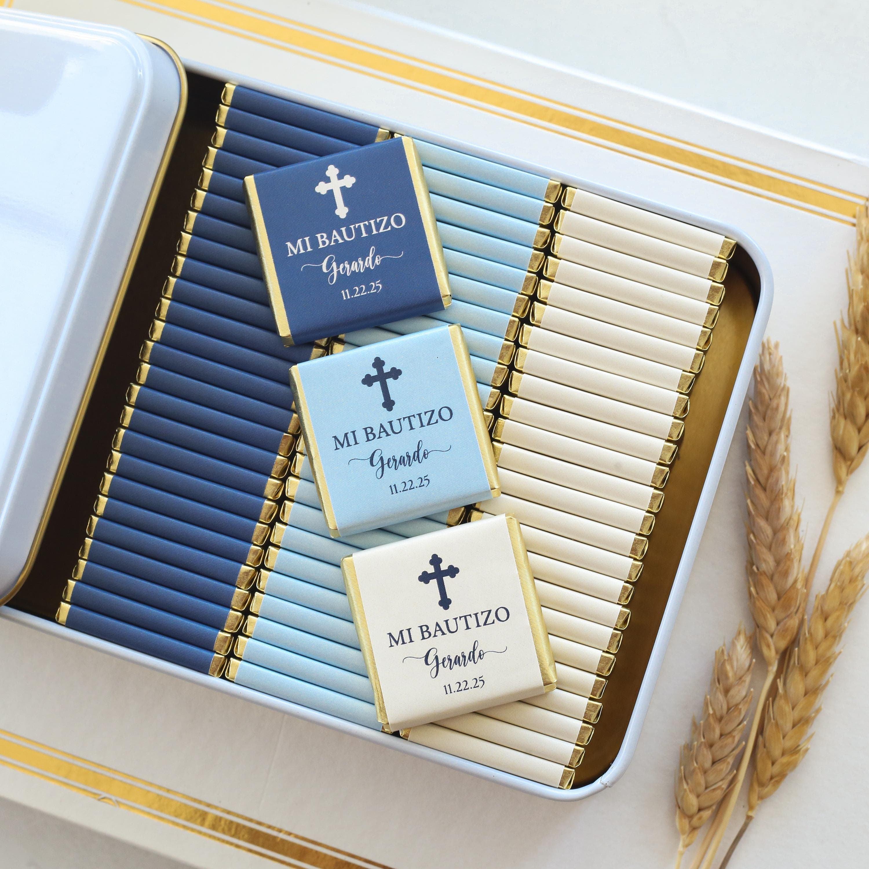 50PCS Baptism Chocolate, Christening Chocolate Gift, Custom Baptism Chocolate, Communion Chocolate, Baby Boy Baptism, Holy favors, God Bless