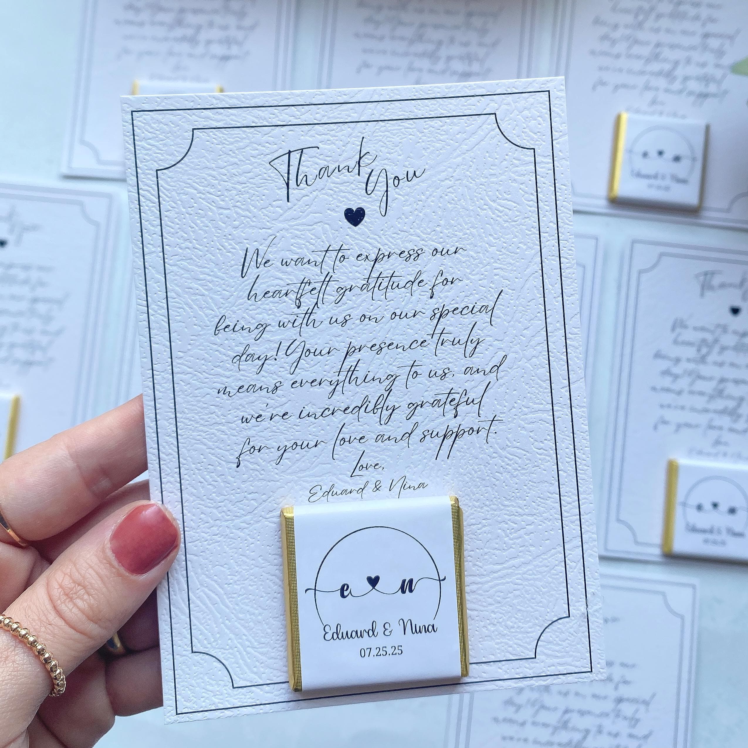 Personalized Chocolate Wedding Favors with Thank You Card - image 5