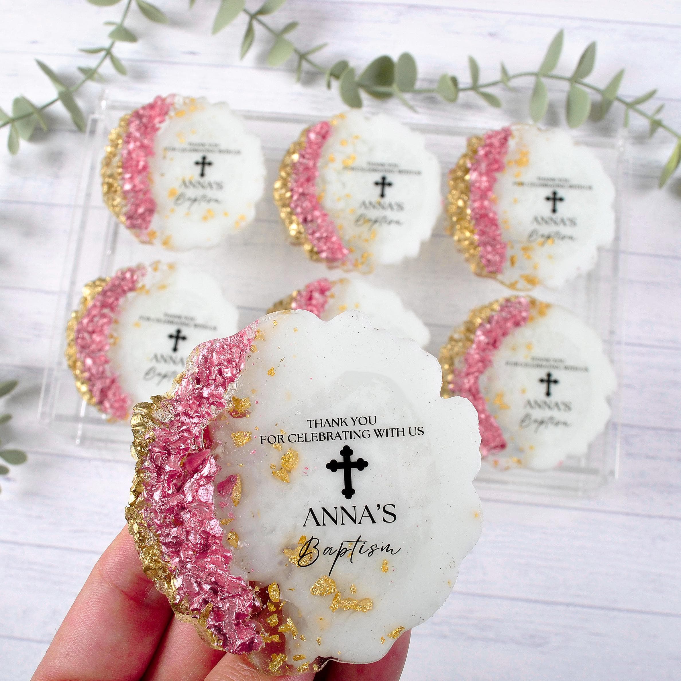 Baptism Epoxy Magnet Favor, Personalized Christening Gift, Custom First Communion Mi Bautizo Keepsake, Magnet Favors for Guests - image 3