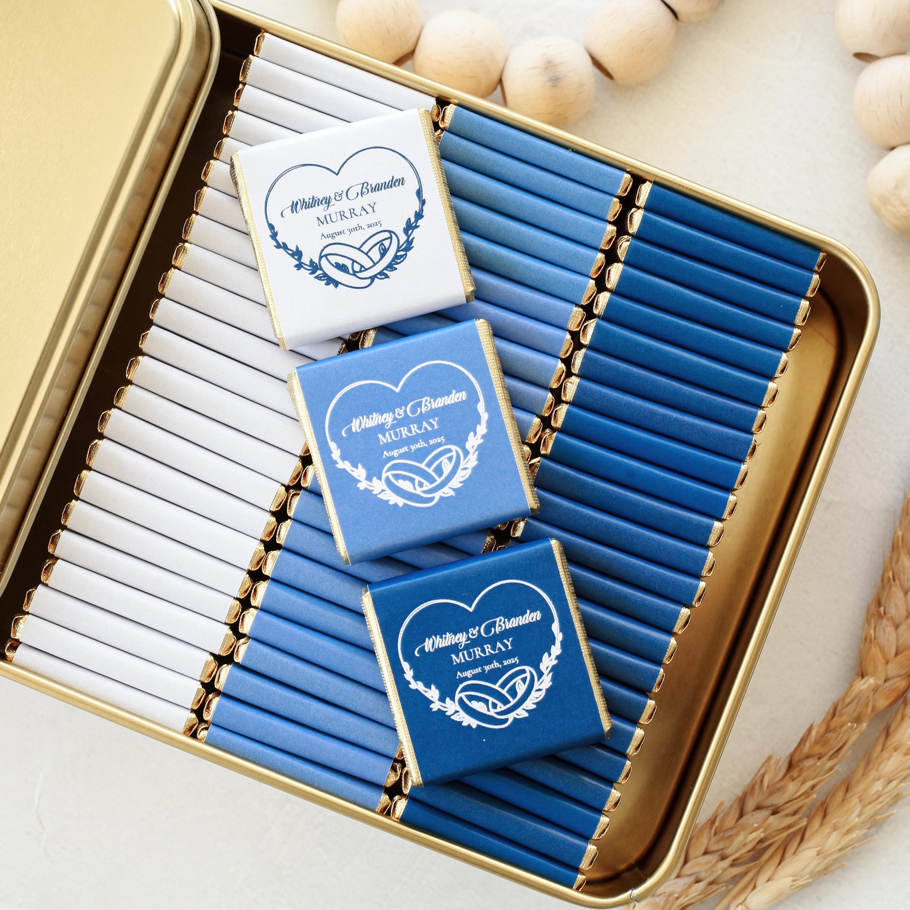 Personalized Wedding Chocolate Favors: Luxury Gold Foil, 50 Pcs - image 3