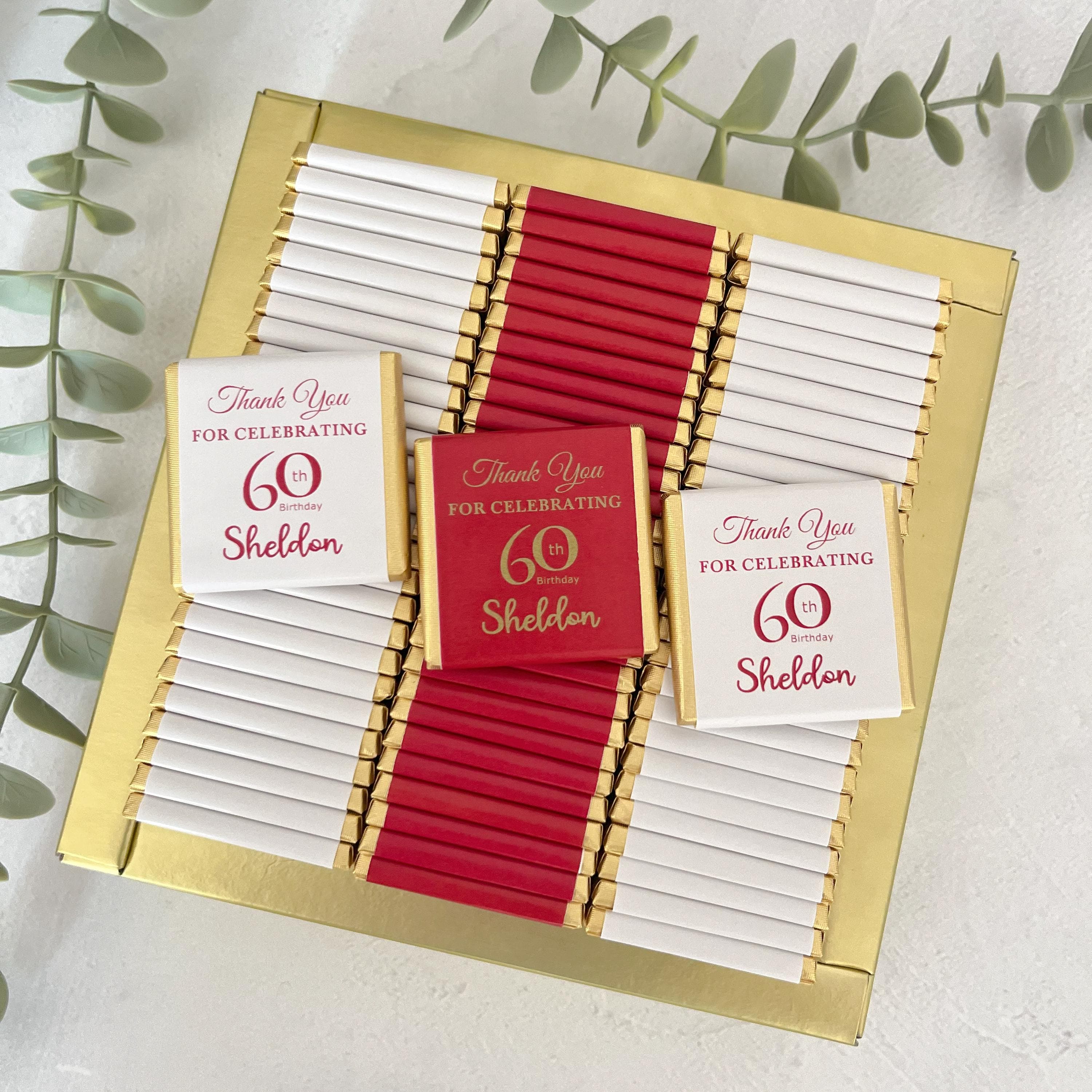Personalized 60th Birthday Chocolate Favors: Elegant Milestone Celebration
