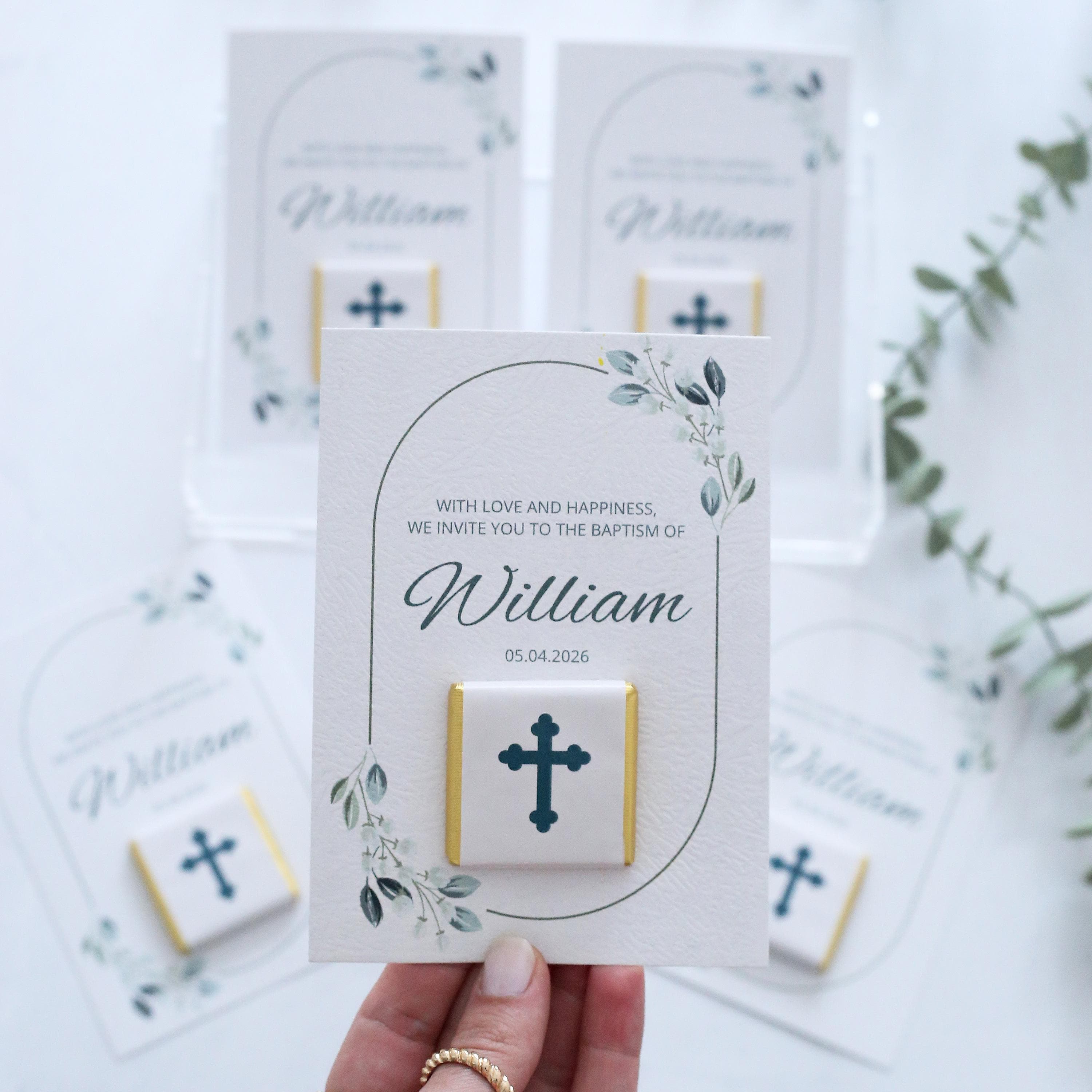 50 Baptism Chocolate Favors with Thank You Card - image 4