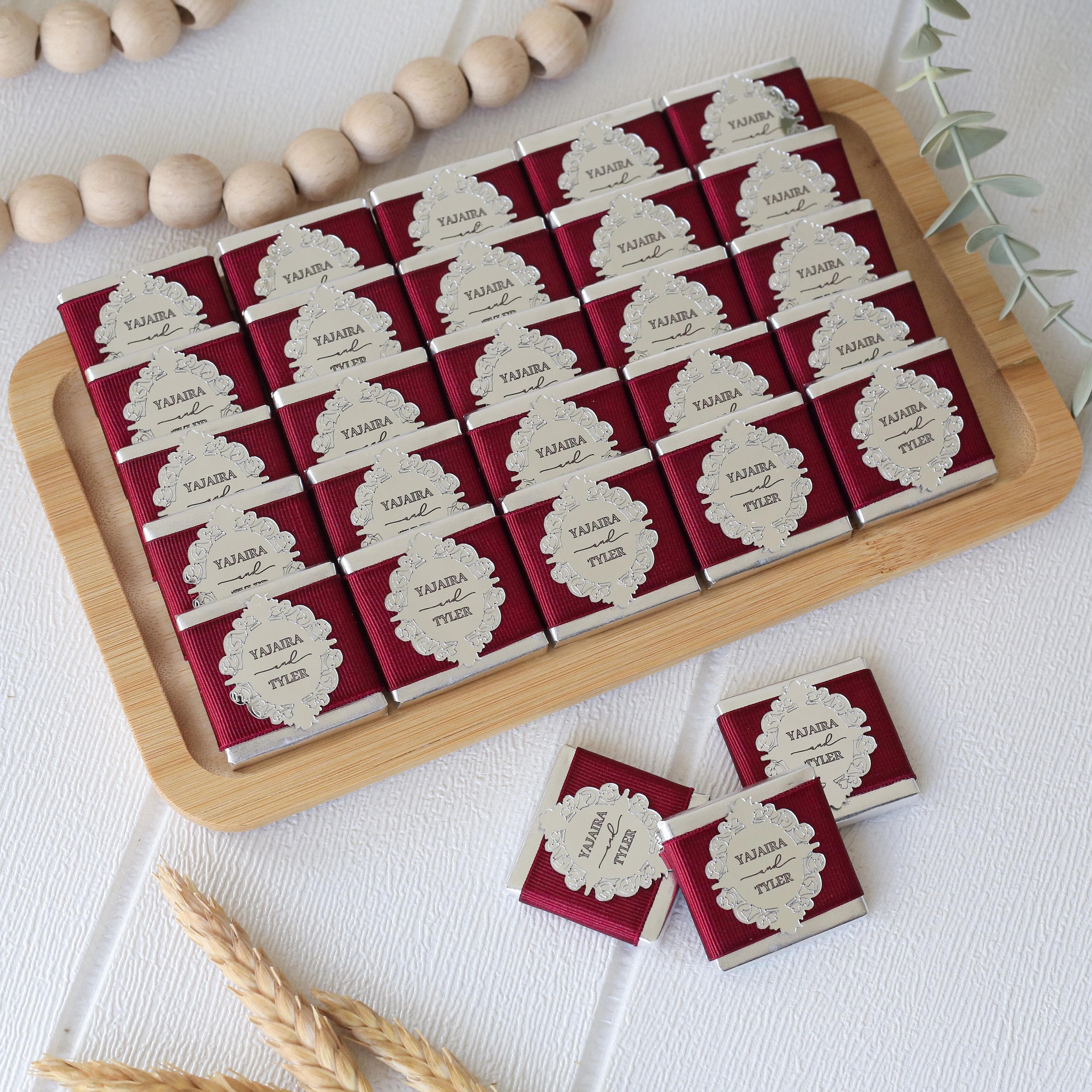 Personalized Wedding Plexiglass Chocolate Favors – Wedding, Birthday, Baptism, Engagement, Baby Shower Custom Chocolate,  Chocolate Favors