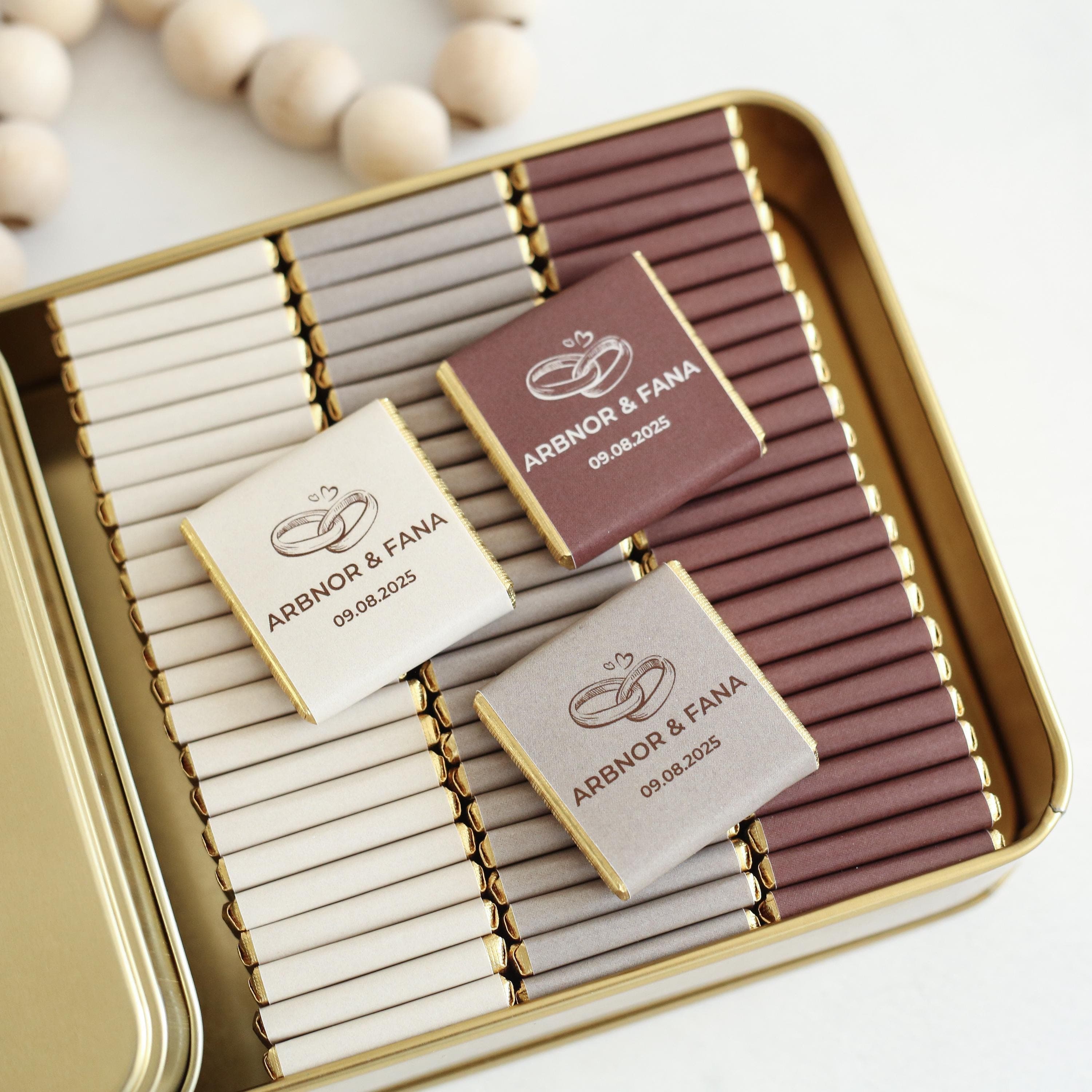 50 Pcs Wedding Chocolate, Customized Chocolate, Communion Favors, Wedding Favors, Gold Chocolate, Favors For Guests, Wedding Table Decor - image 3