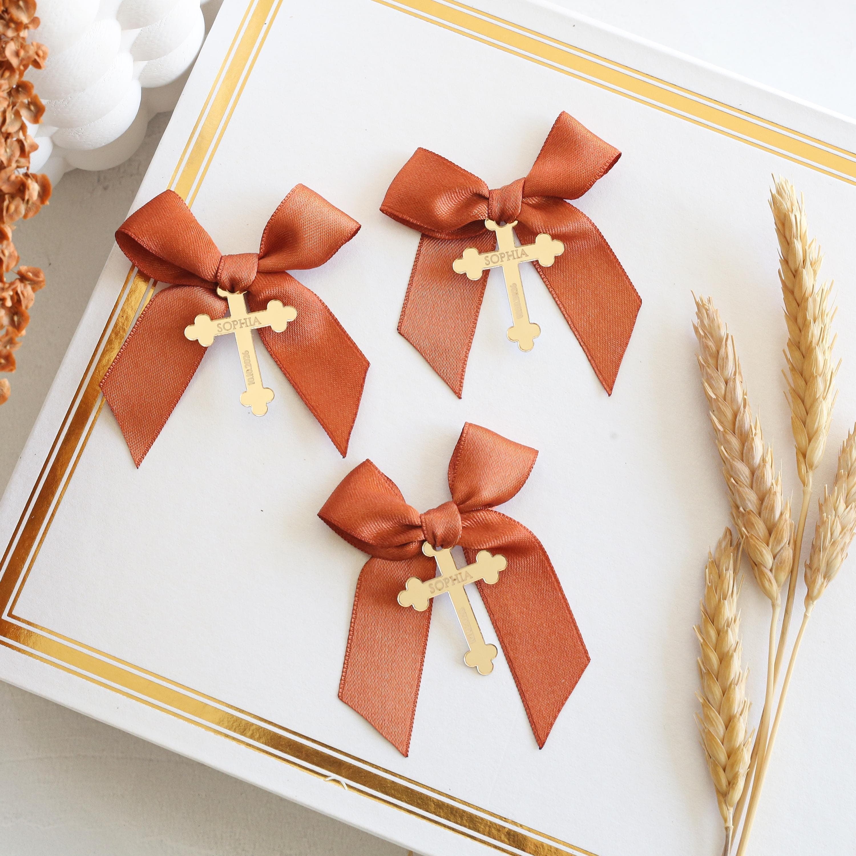 Personalized Gold Acrylic Baptism Favor Tag with Ribbon: Christening, Communion, Confirmación, Primera Comunión , Battesimo , Baptême - image 4