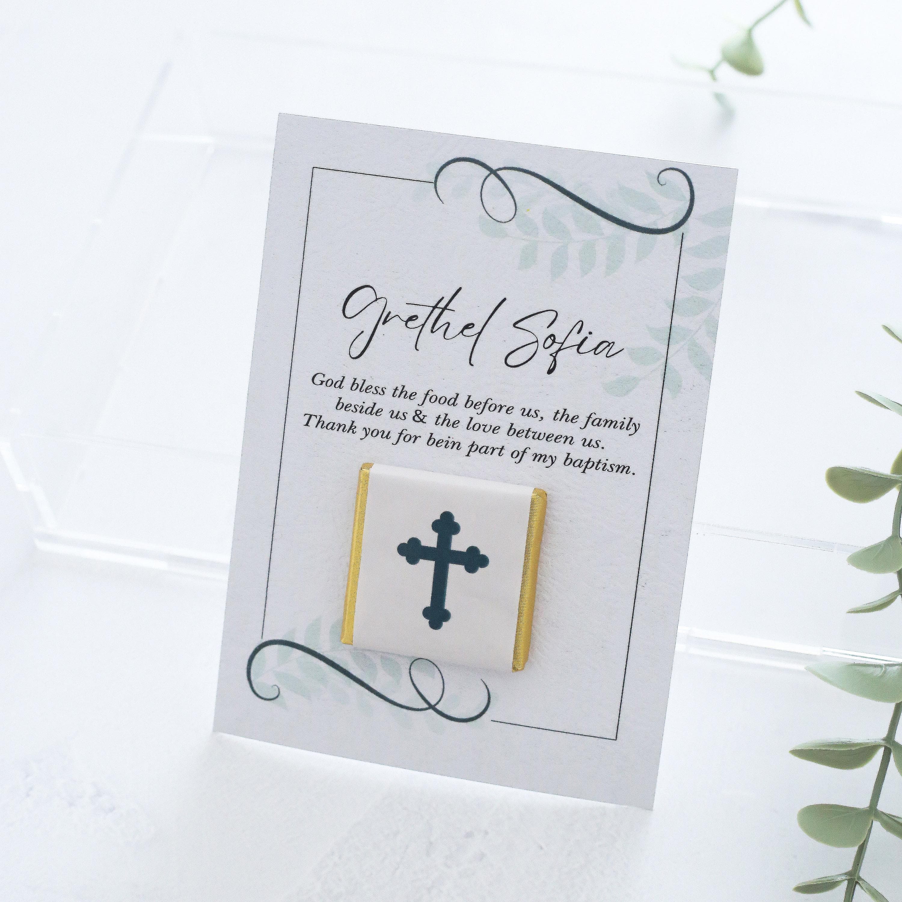 50 Baptism Chocolate Favors with Thank You Card