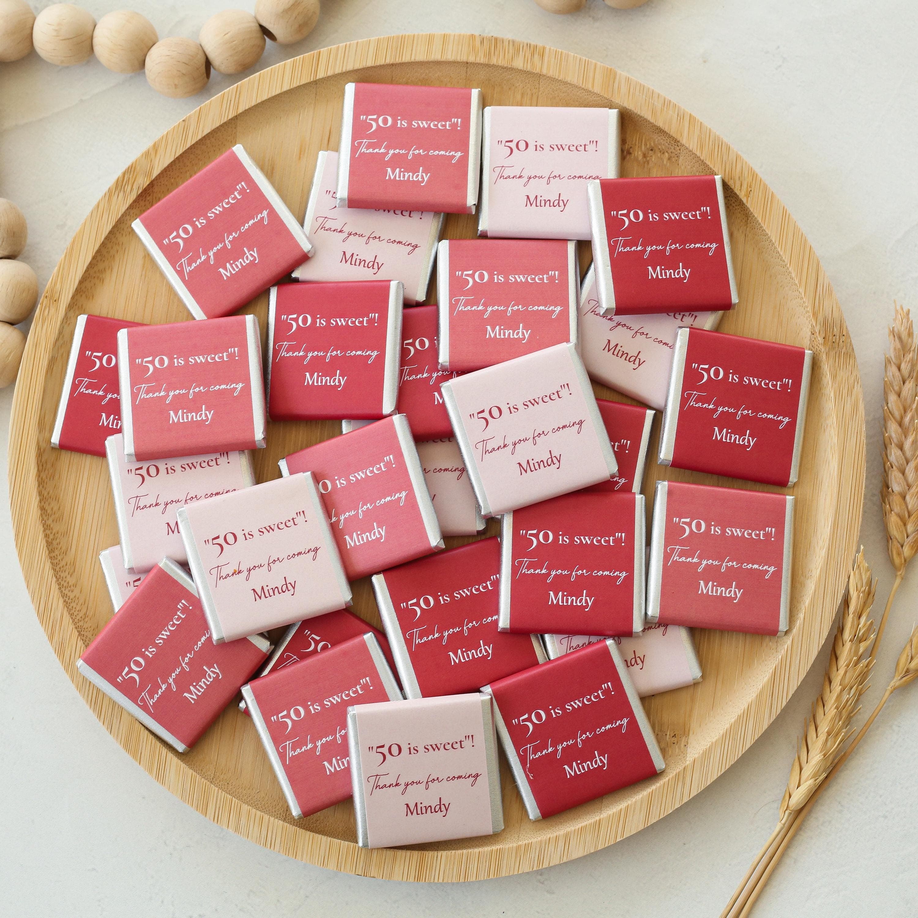 Personalized Birthday Chocolate Favors: Milestone Anniversary Party Treats