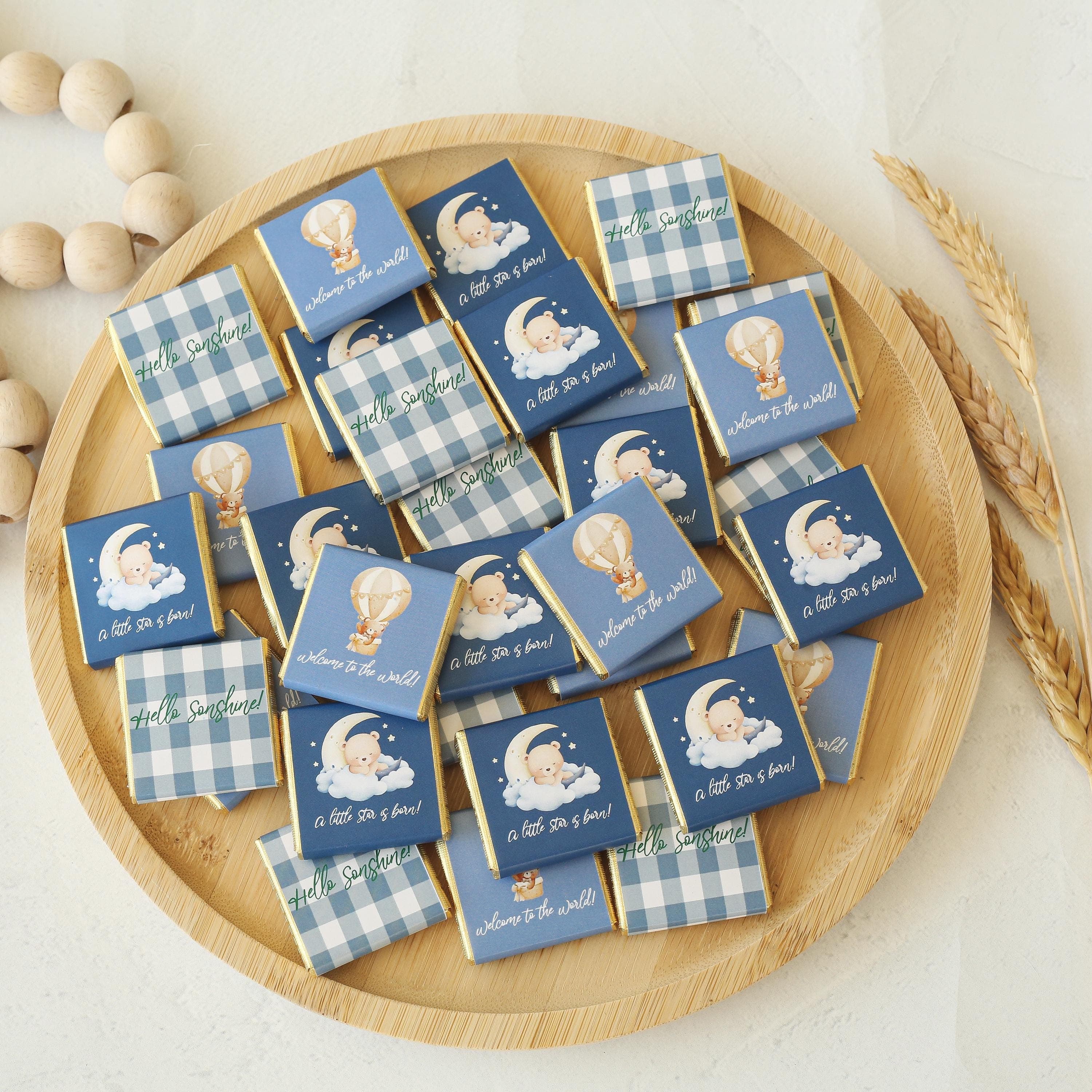 Custom Teddy Bear Birthday Chocolate, Personalized Chocolate Favors for Baby Shower, Newborn Baby, Baptism & First Birthday Party Treats - image 5