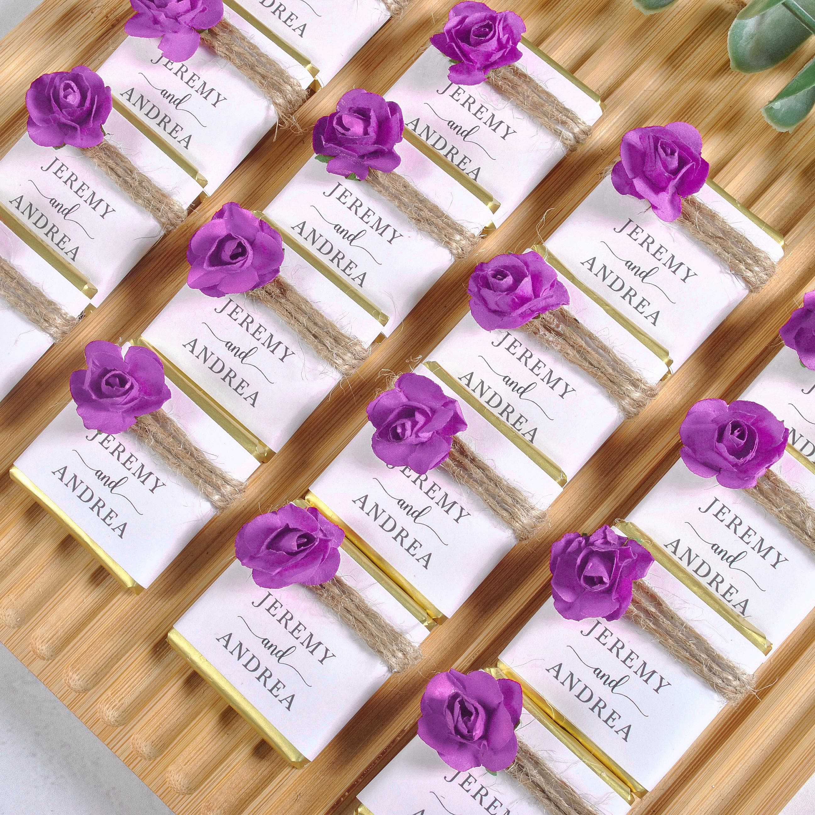 Lilac Floral Personalized Chocolate Wedding Favors