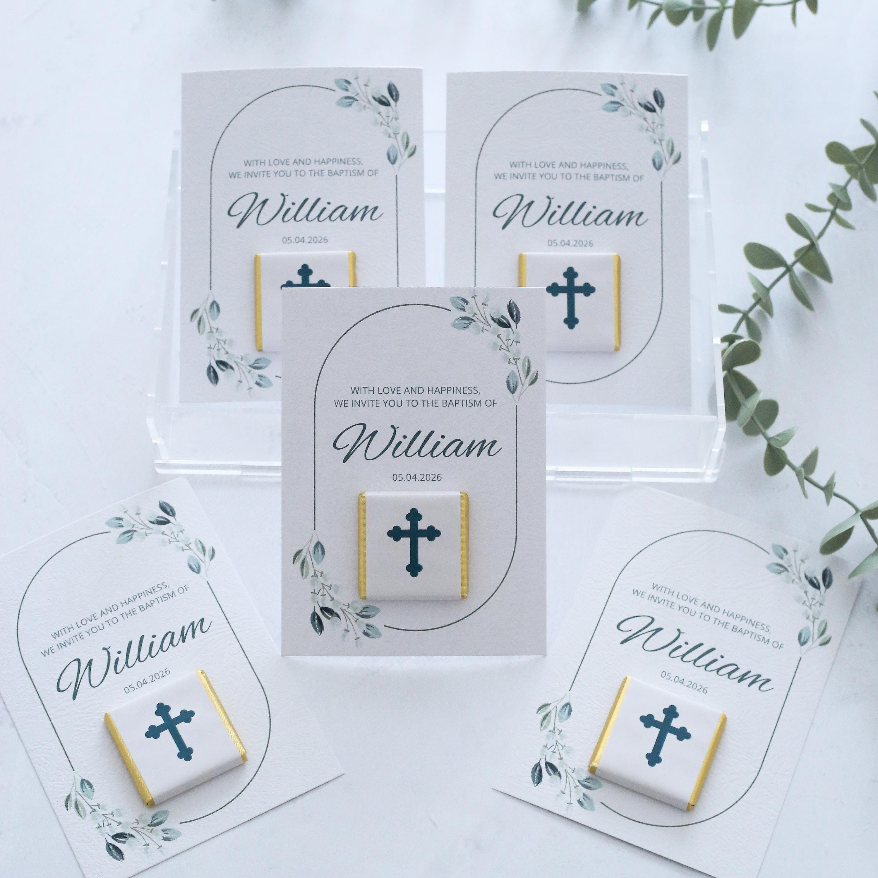 50 Baptism Chocolate Favors with Thank You Card - image 5