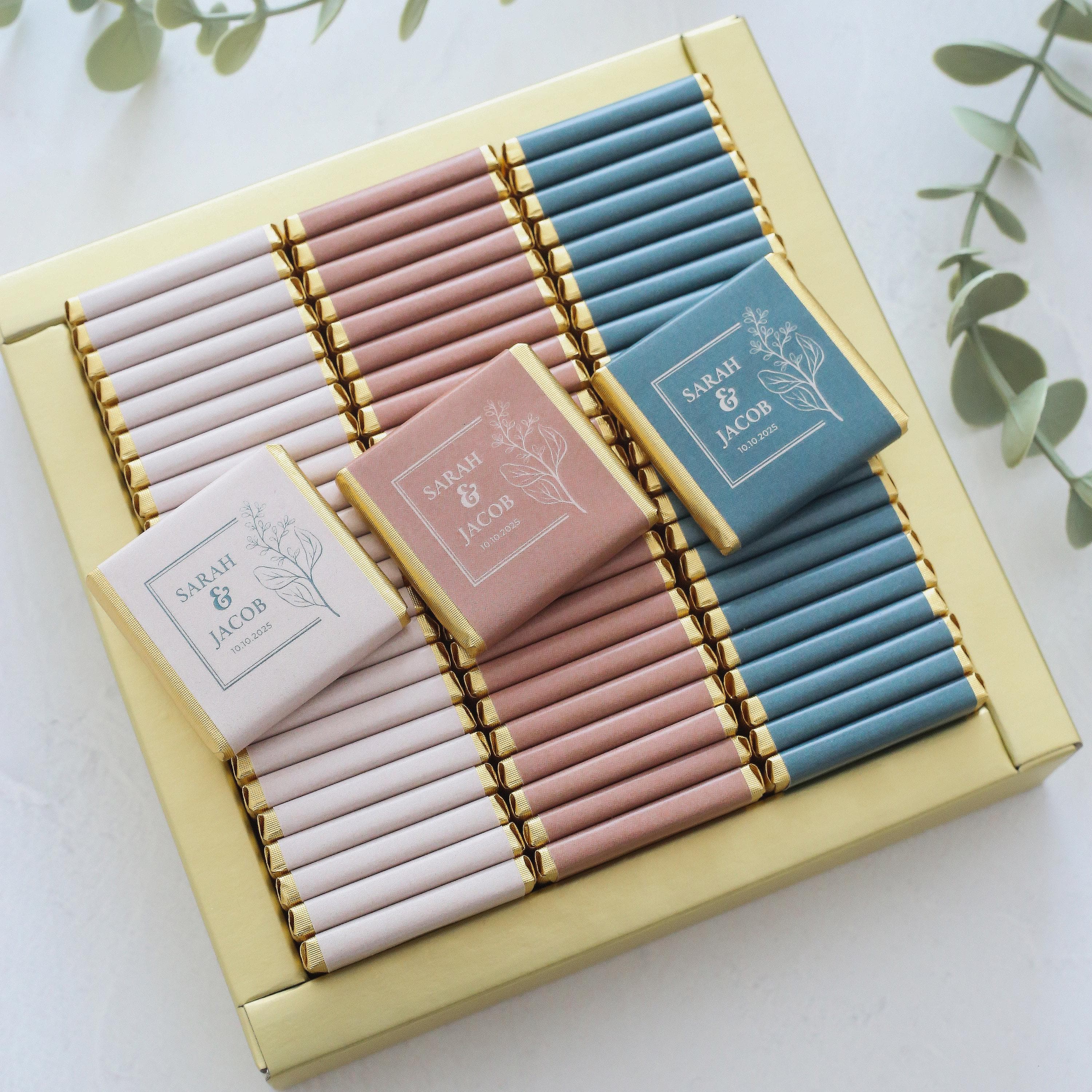 50 Pcs Personalized Wedding Chocolate Favors: Engagement, Guests - image 5