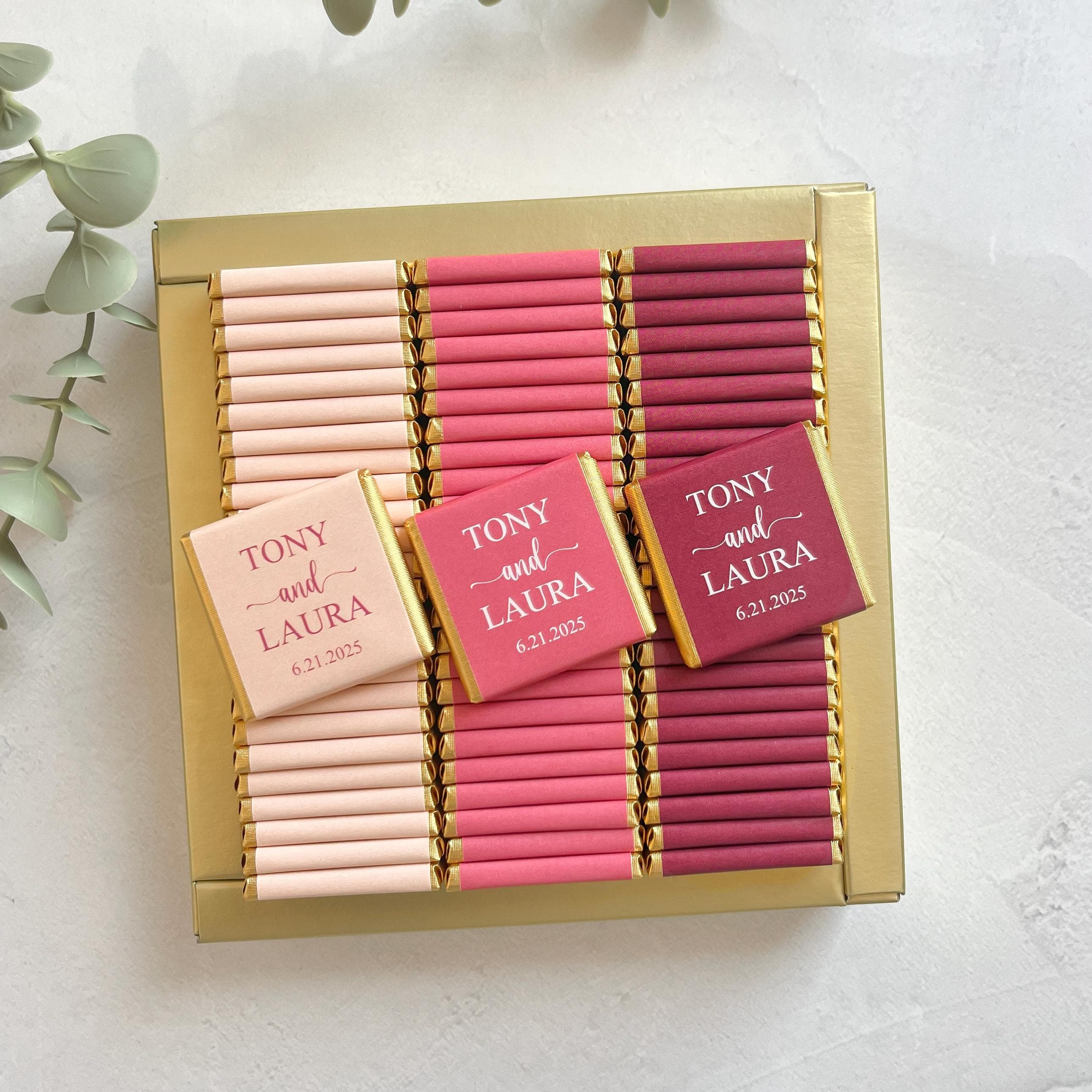 50 Pcs Personalized Wedding Chocolate Favors: Engagement, Guests - image 4