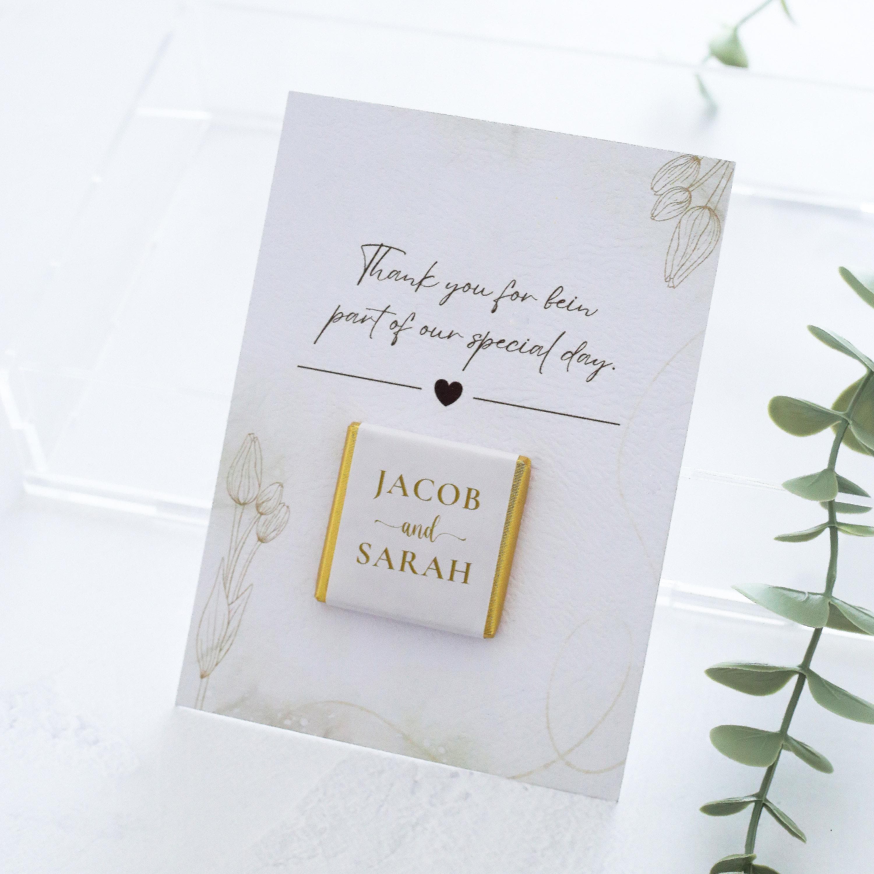 50 Wedding Chocolate Favors for Guest, Chocolate with Card Favors, Engagement Favor Chocolate, Gold or Silver Chocolate, Wedding Table Decor
