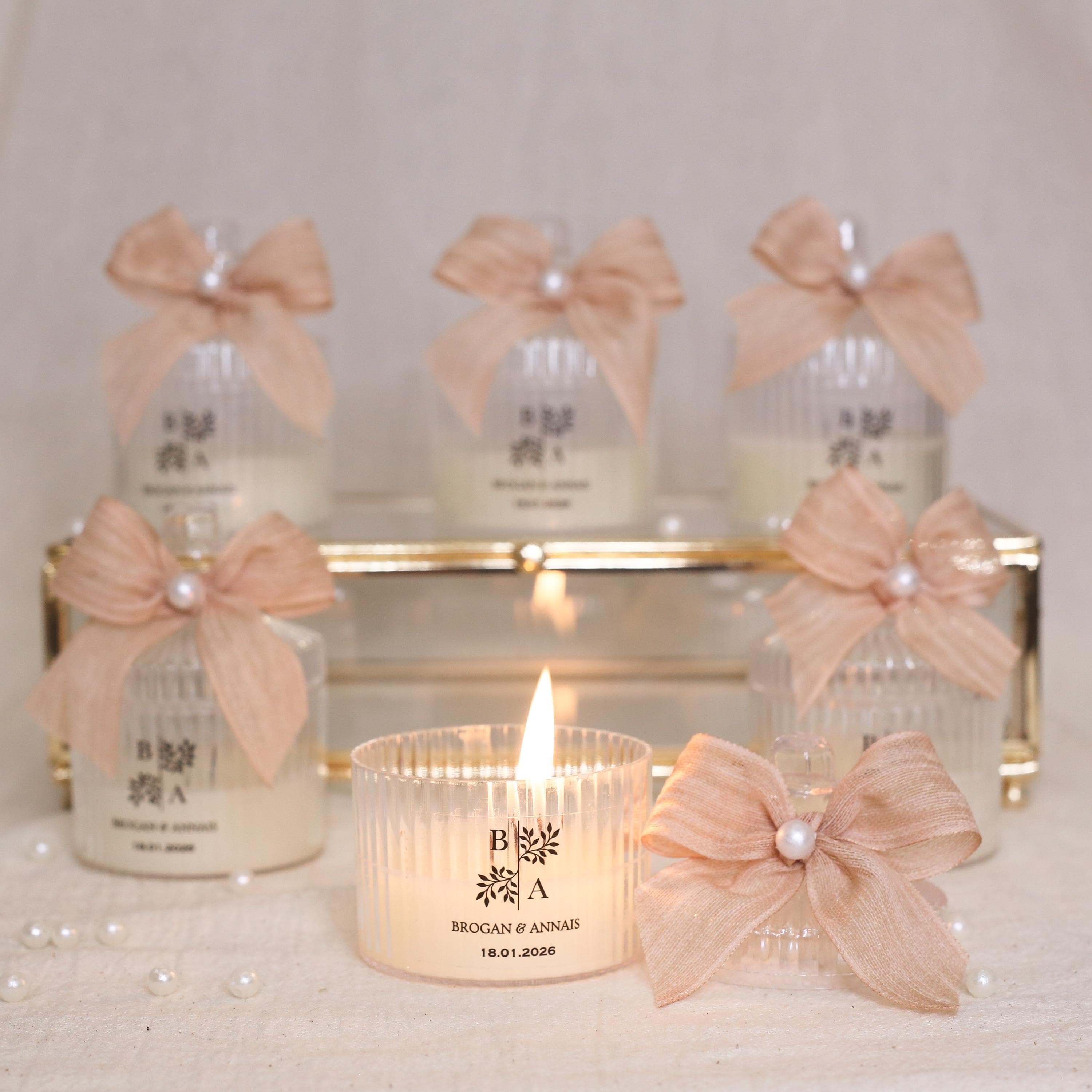 Personalized Wedding Candle Favor: Scented Plastic Candle, Baptism Gift