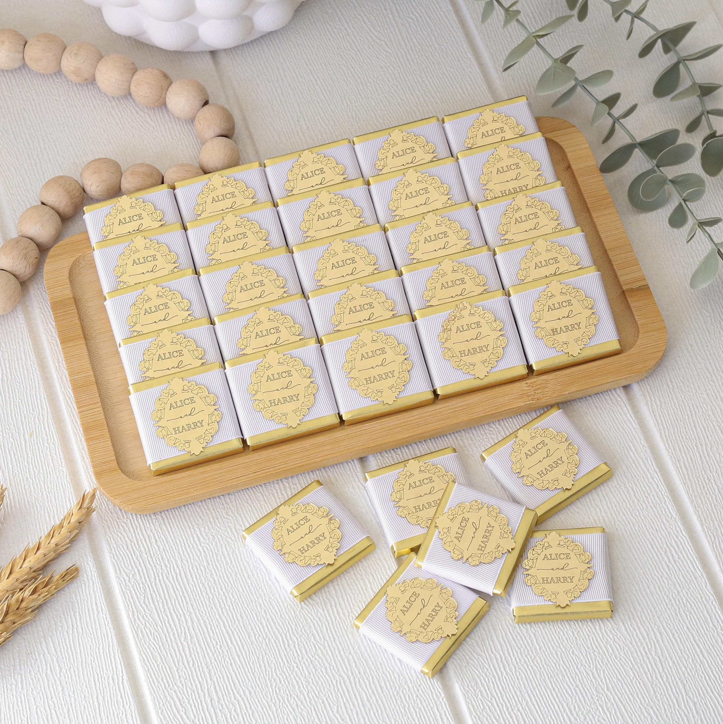 Personalized Mirror & Ribbon Chocolate Favors –Custom Wedding, Baptism, Baby Shower, Engagement Favors , quinceanera chocolate ,Party favors
