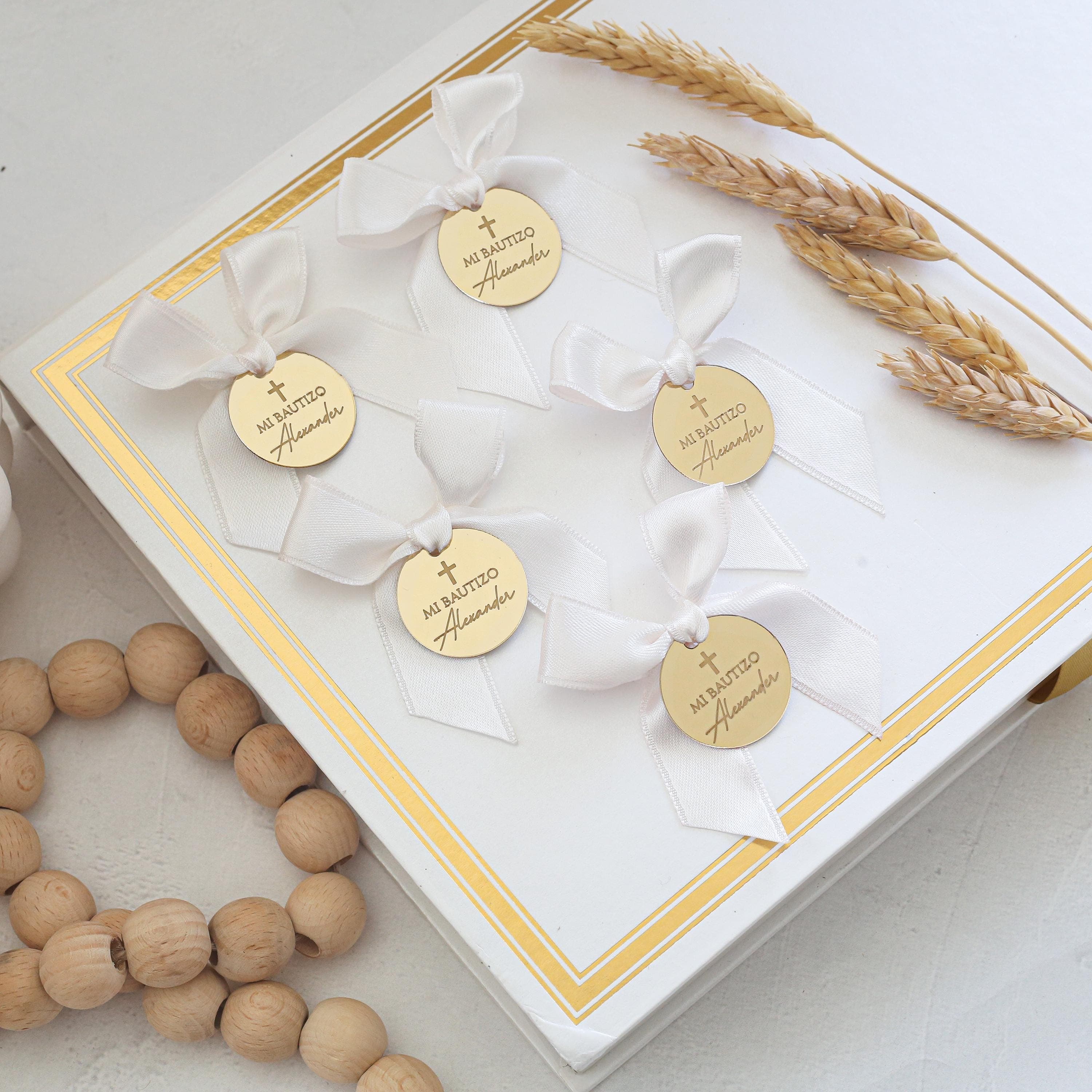 Personalized Gold Mirror Baptism Favor Tag: Wedding Name Tag, Thank you Label, Save the Date Tag, Reception Token, Luxury Tag, Cake Charm - image 5