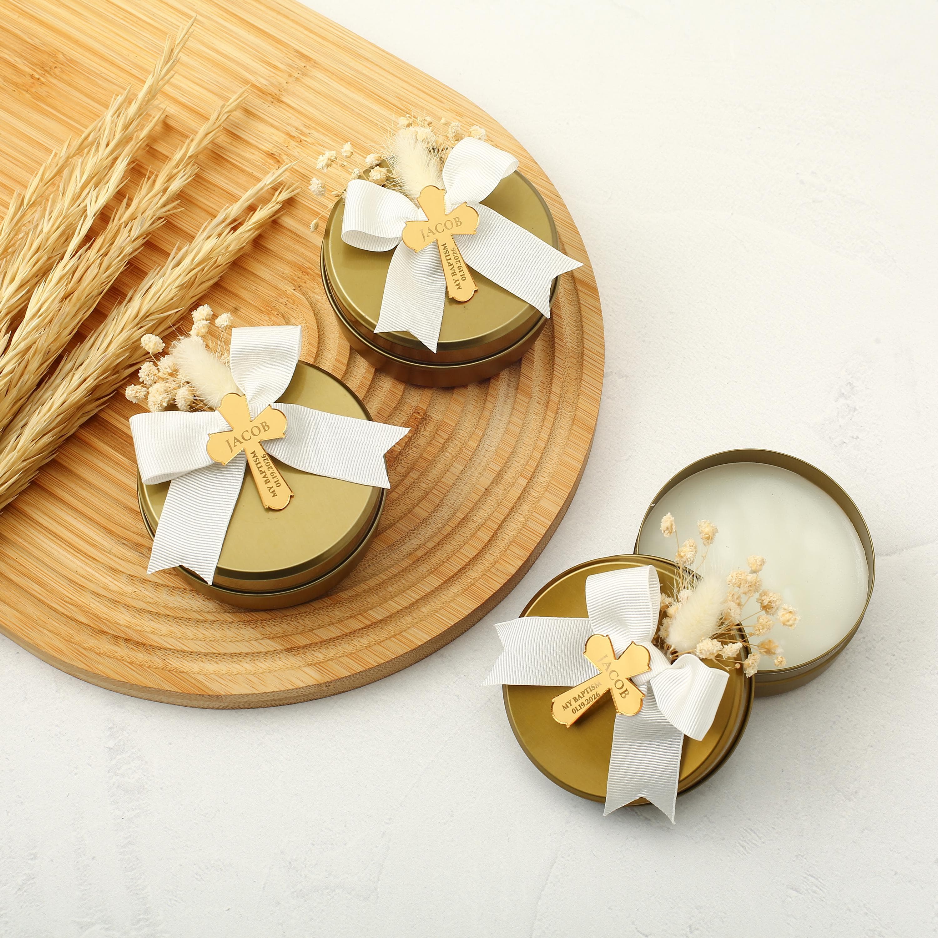 Personalized Candle Wedding Favors: Mini Metal Tin, Baptism Favors - image 5