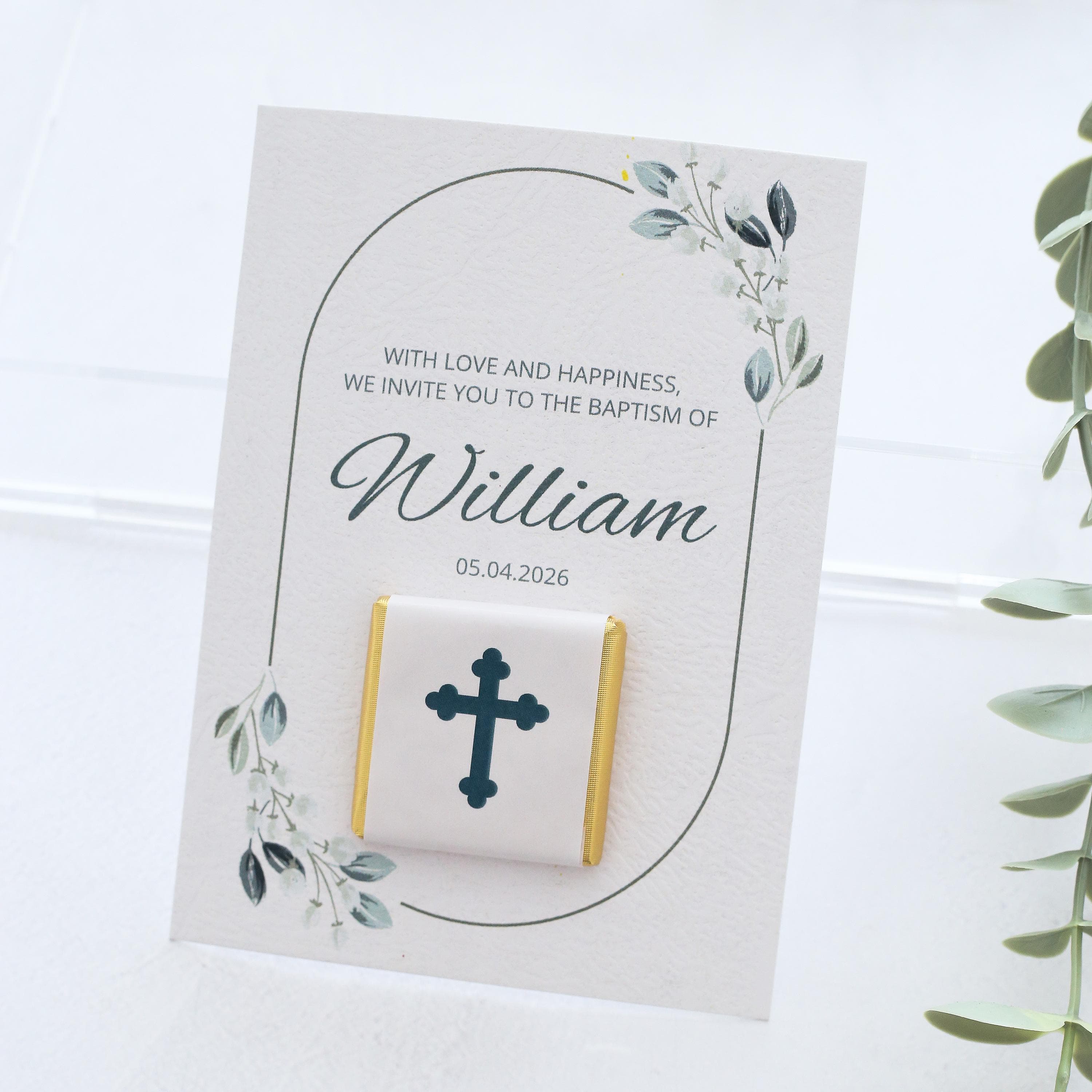 50 Baptism Chocolate Favors with Thank You Card - image 3