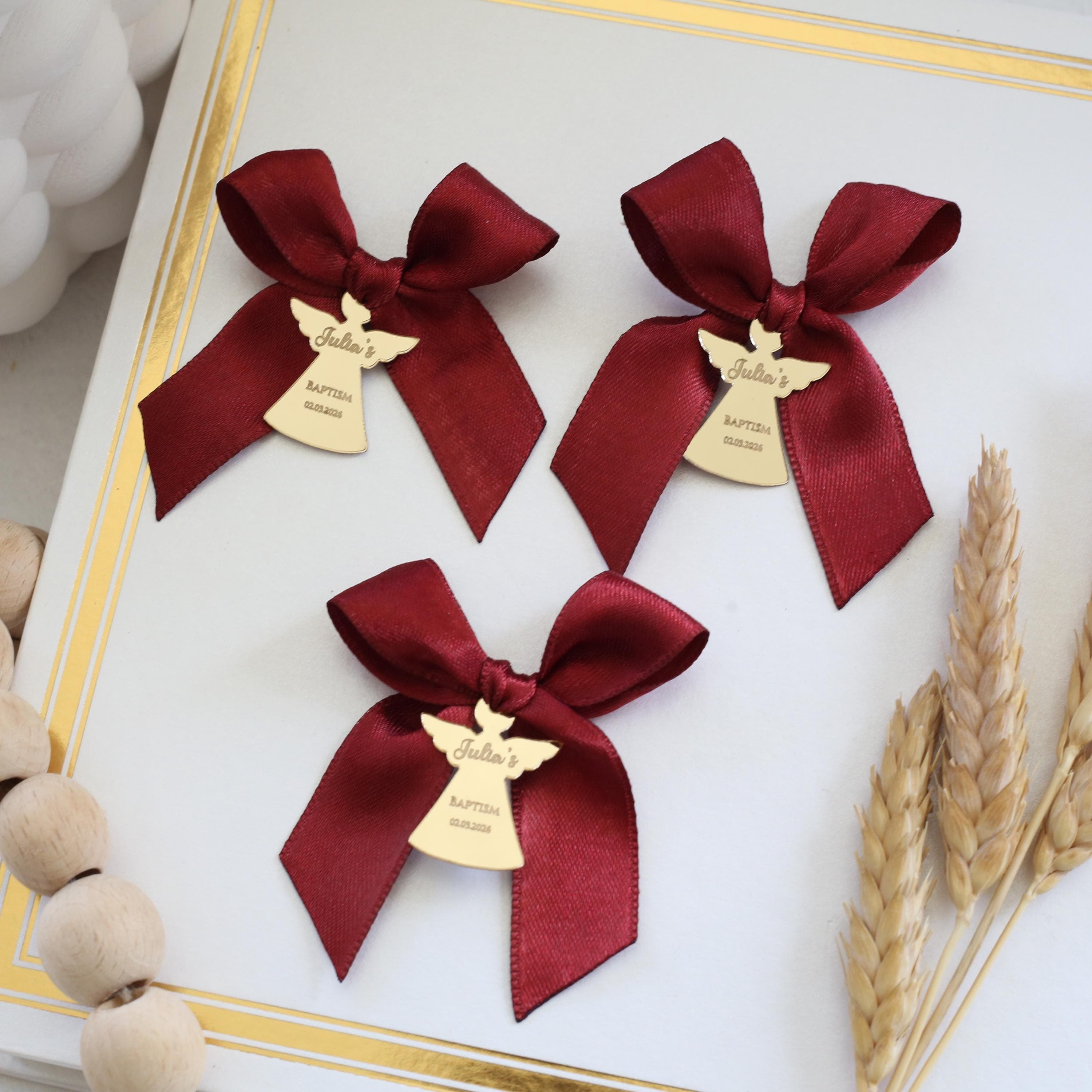Personalized Gold Mirror Baptism Tag: Custom Christening Favor, Baby Keepsake, Acrylic Angel, Communion, Christening - image 3