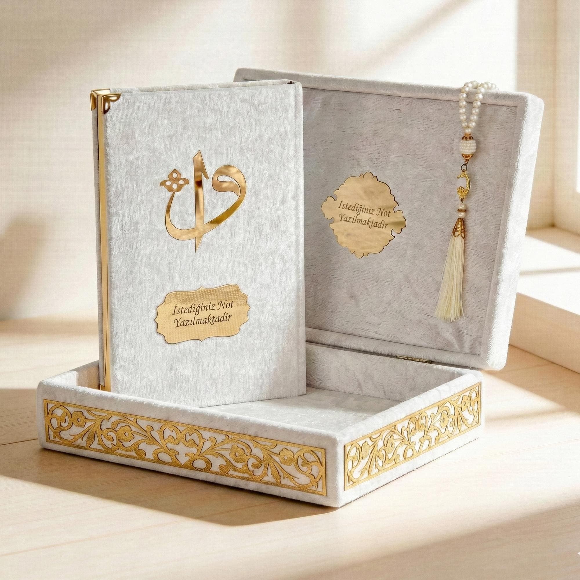 Personalized Holy Quran Set with Velvet Covered Box Islamic Gift Set Muslim Gift Islamic Wedding Gift Birthday Gift Umrah Eid Gift Black - image 3