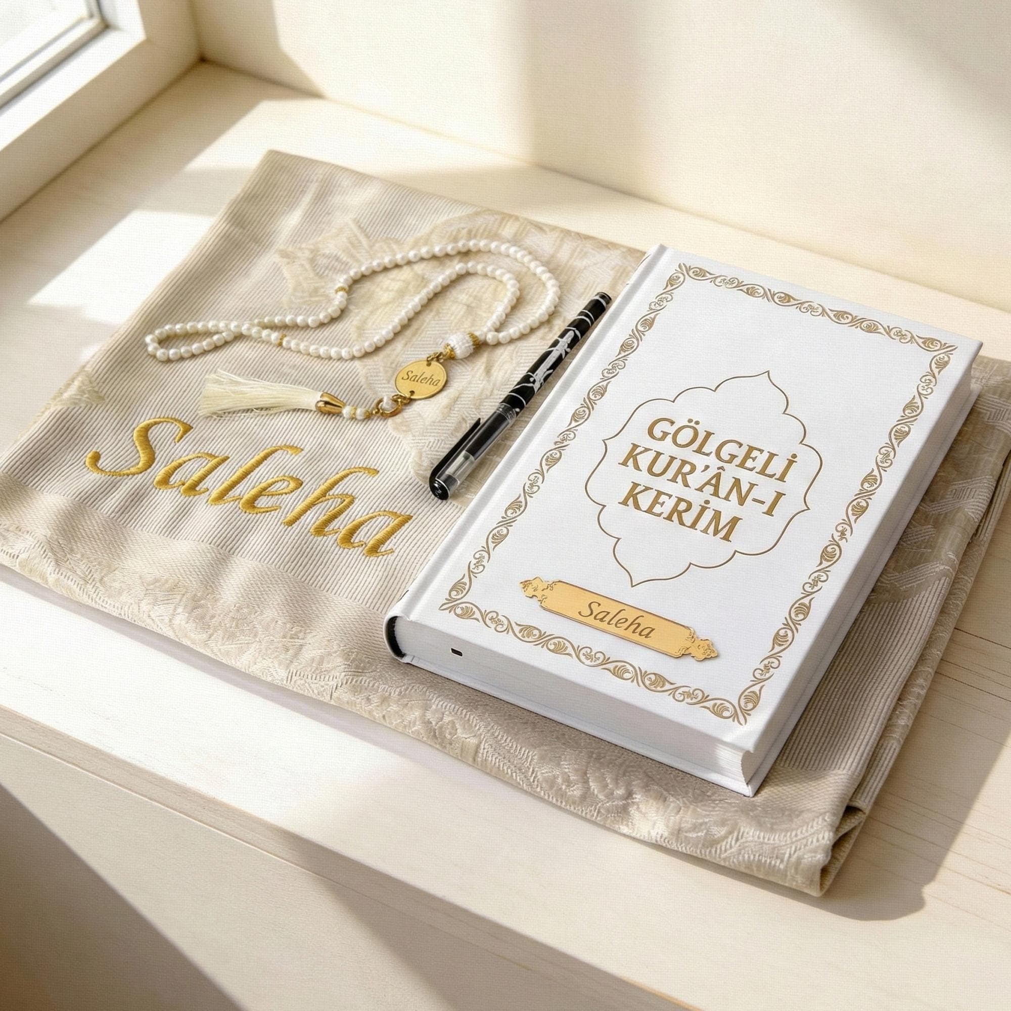 Personalized Shadowed Quran Text Mushaf with Custom Prayer Mat and Erasable Pen: Tracing Workbook - image 3
