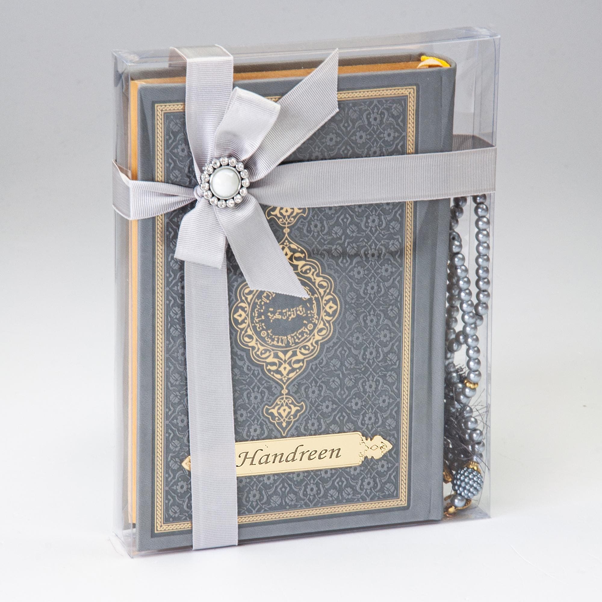 Personalized Quran Gift Set with Name Tag, Prayer Beads Included, Islamic Gift for Her, Medina Script, Luxury Wrapped Quran - image 3