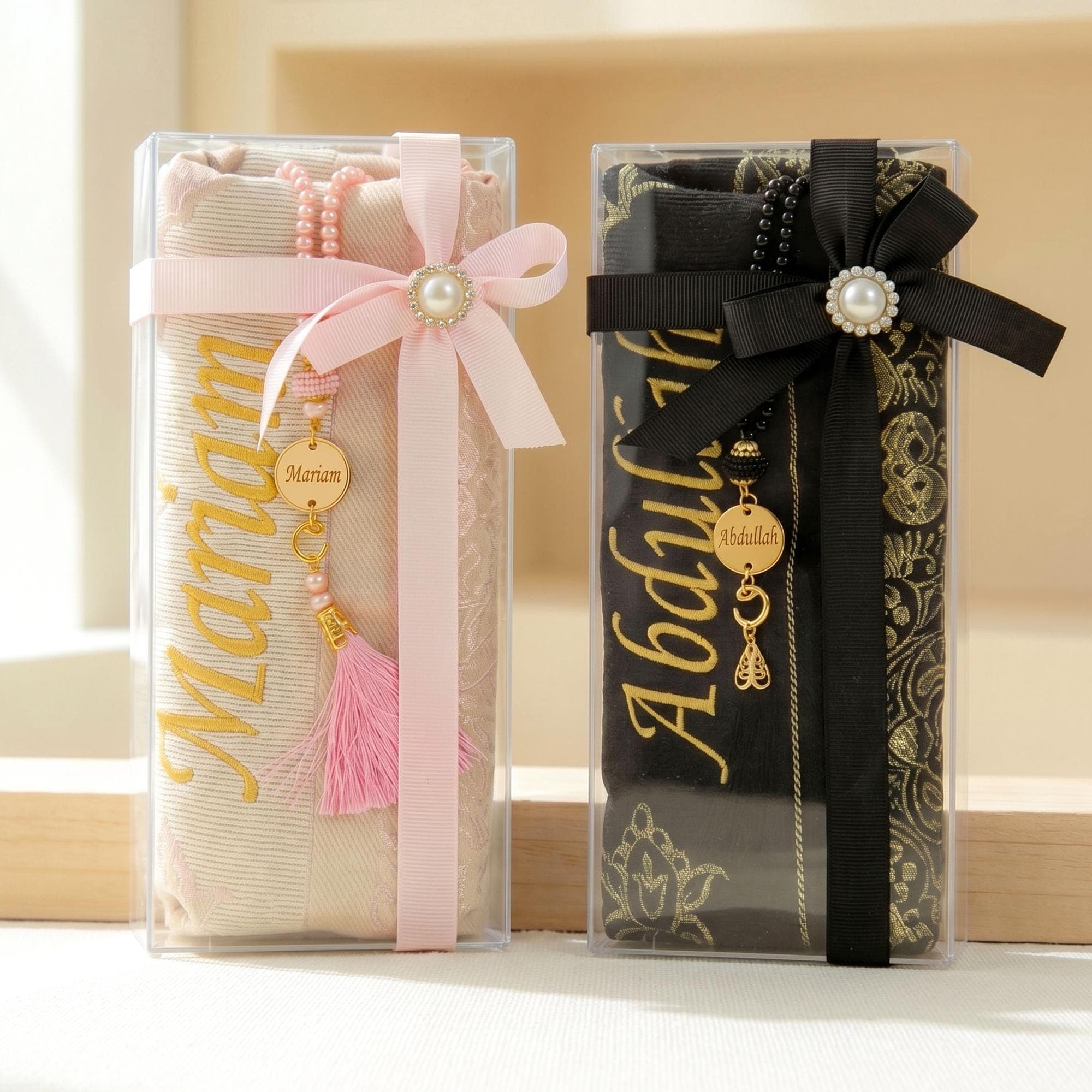 Personalized Islamic Gift, Prayer Mat and Tasbeeh, Eid Favor, Wedding Gift