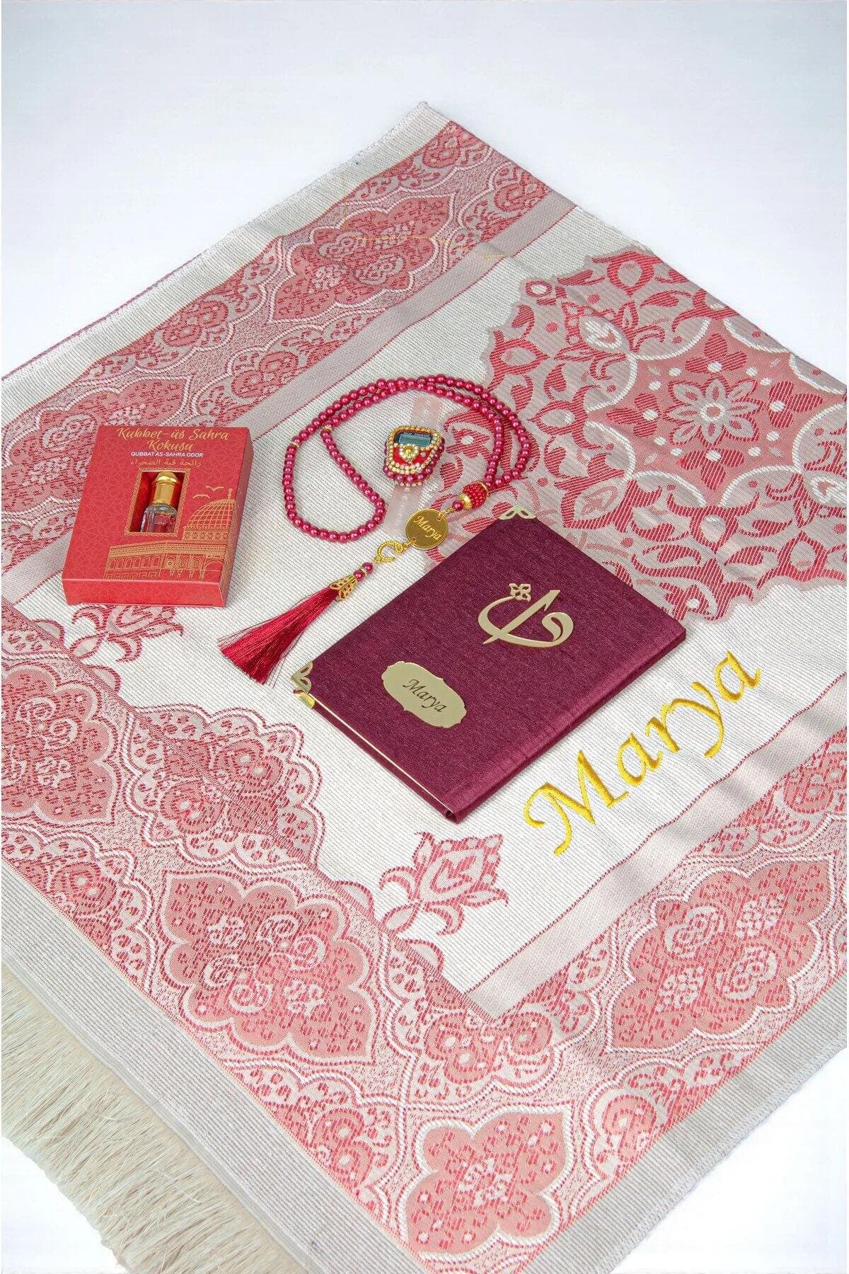 Personalized Prayer Mat, Islamic Gift Set, Prayer Rug for him, Yaseen Dua Book Tasbih Gift, Eid Gift, Ramadan Gift, Birthday Gifts, Gray - image 4