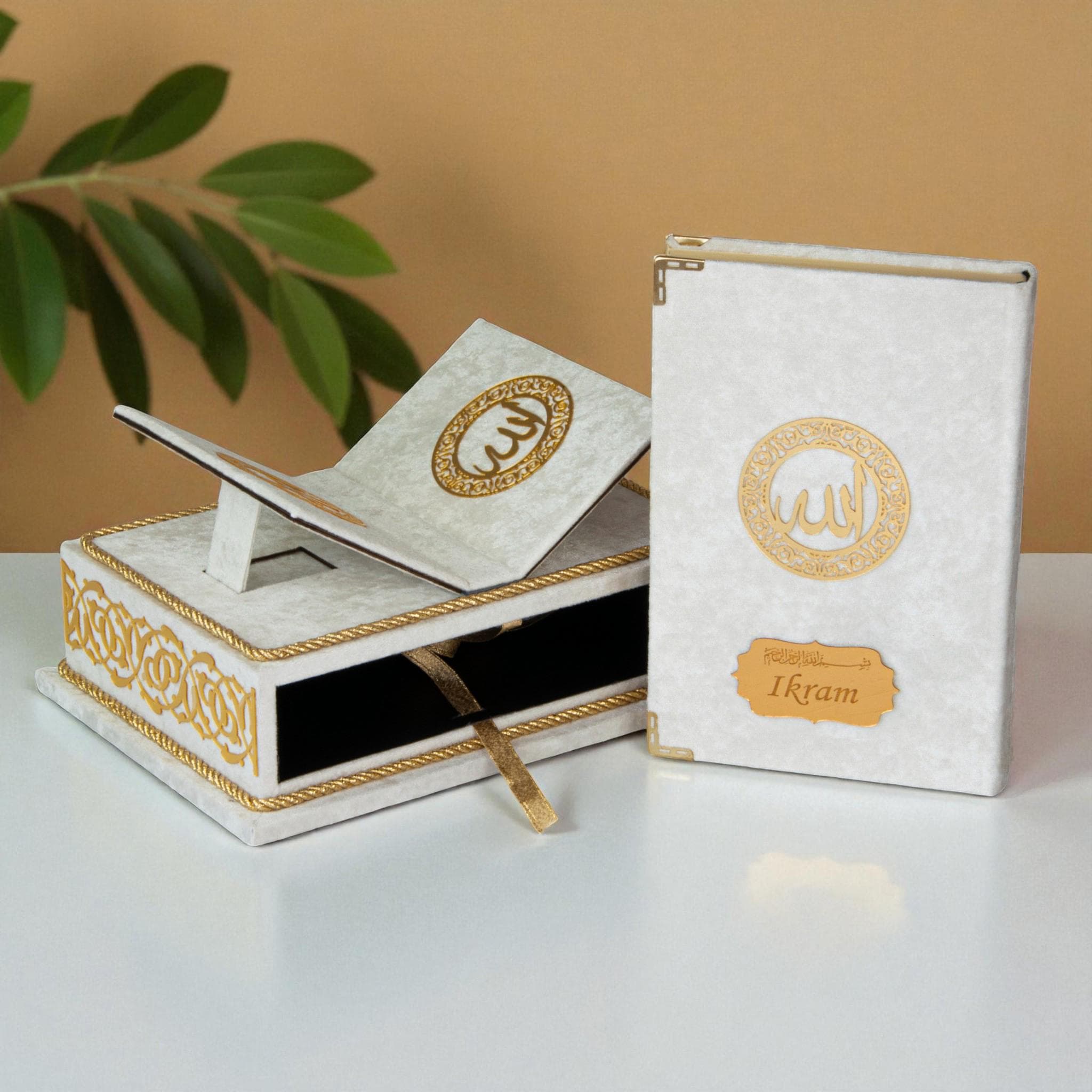 Personalized Quran Set with Desk Stand Quran Stand Islamic Gift Set Muslim Gift Islamic Wedding Gift Birthday Gift Umrah Gift Velvet Covered - image 4